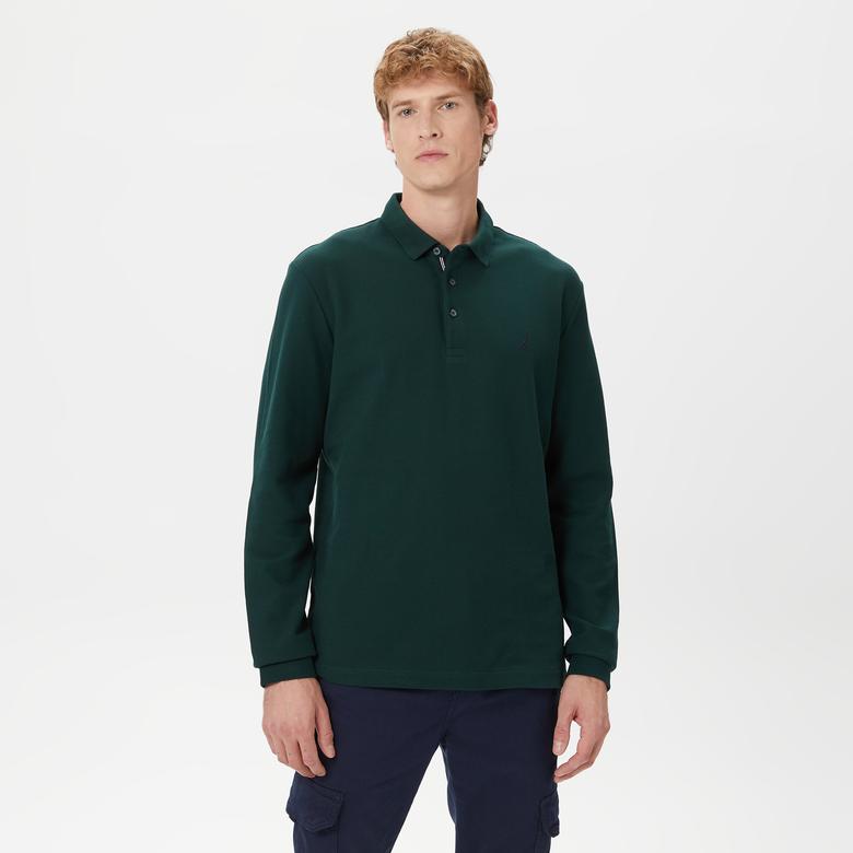 Nautica Erkek Yeşil Classic Fit Uzun Kollu Polo Yaka T-Shirt