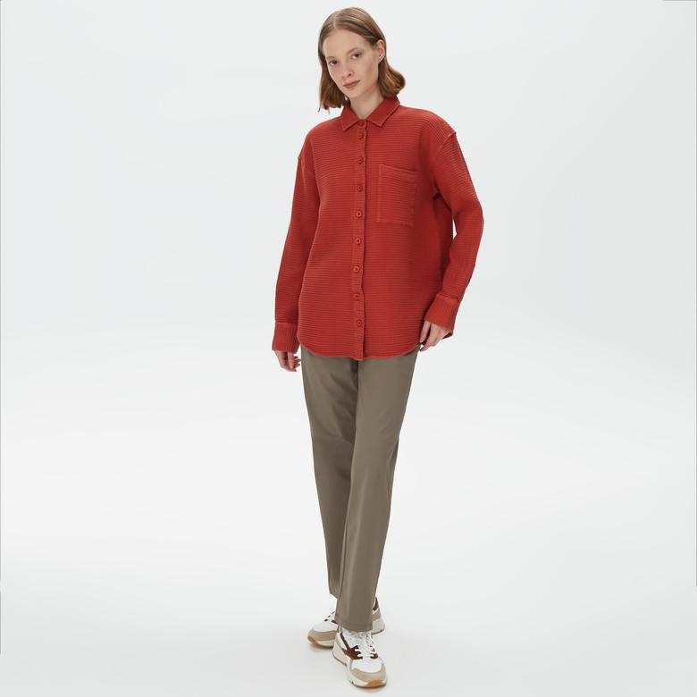 Nautica Kadın Kiremit Oversize Gömlek