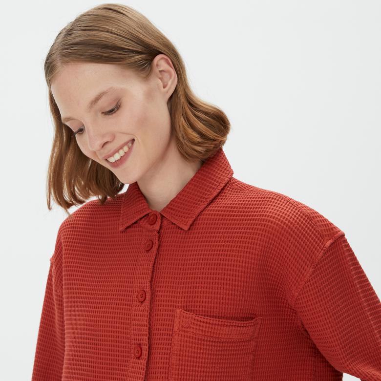 Nautica Kadın Kiremit Oversize Gömlek