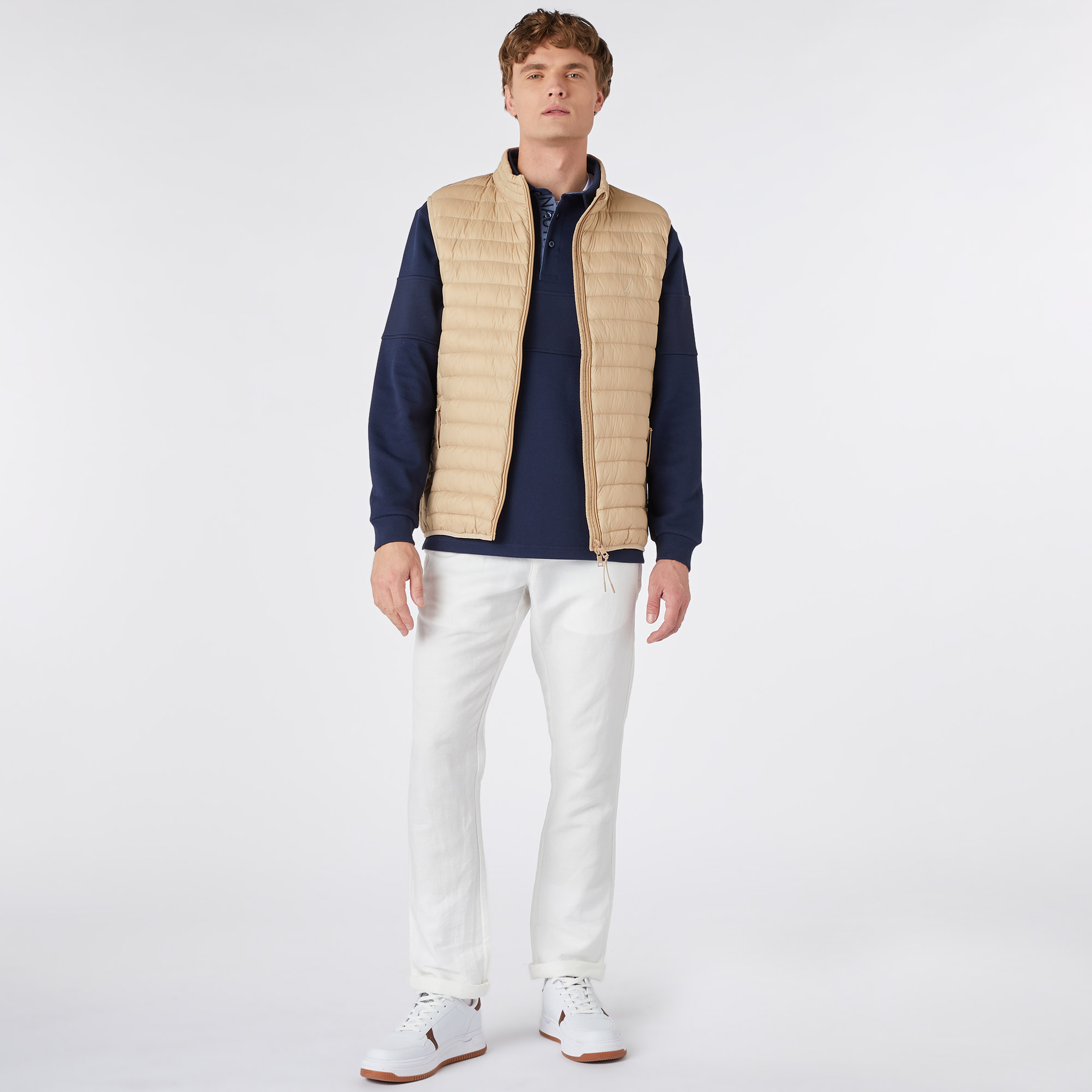 Nautica Erkek Bej Standart Fit Yelek