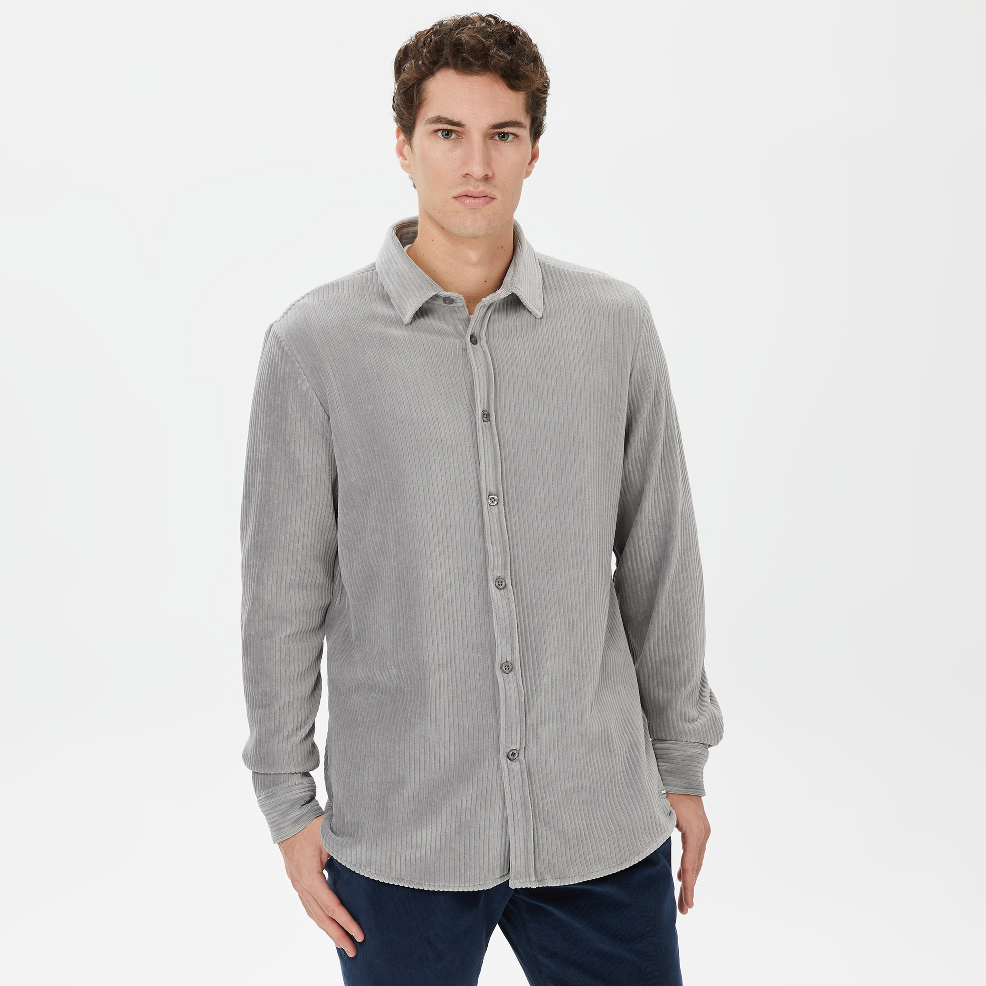 Nautica Erkek Gri Slim Fit Gömlek