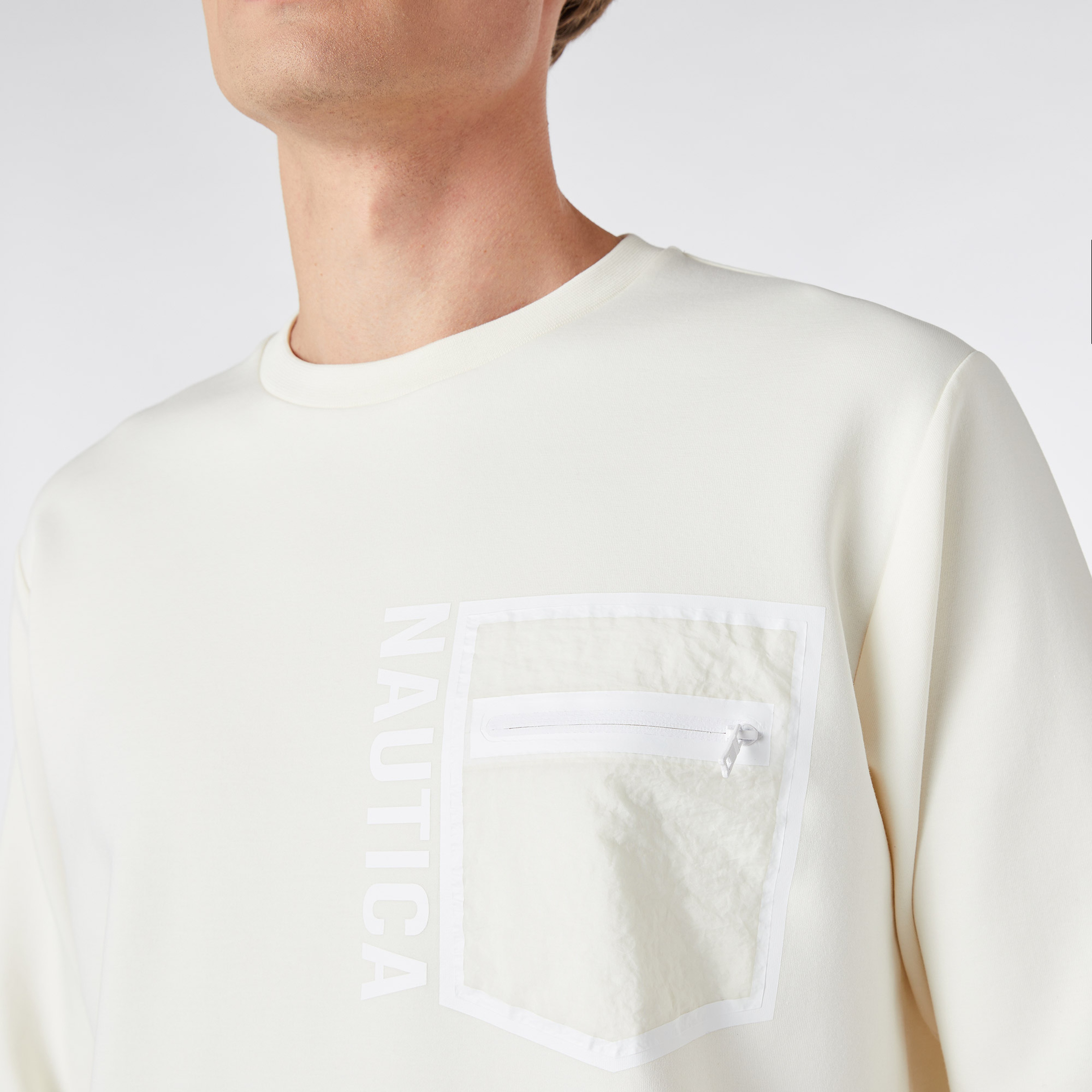 Nautica Erkek Beyaz Standart Fit Sweatshirt
