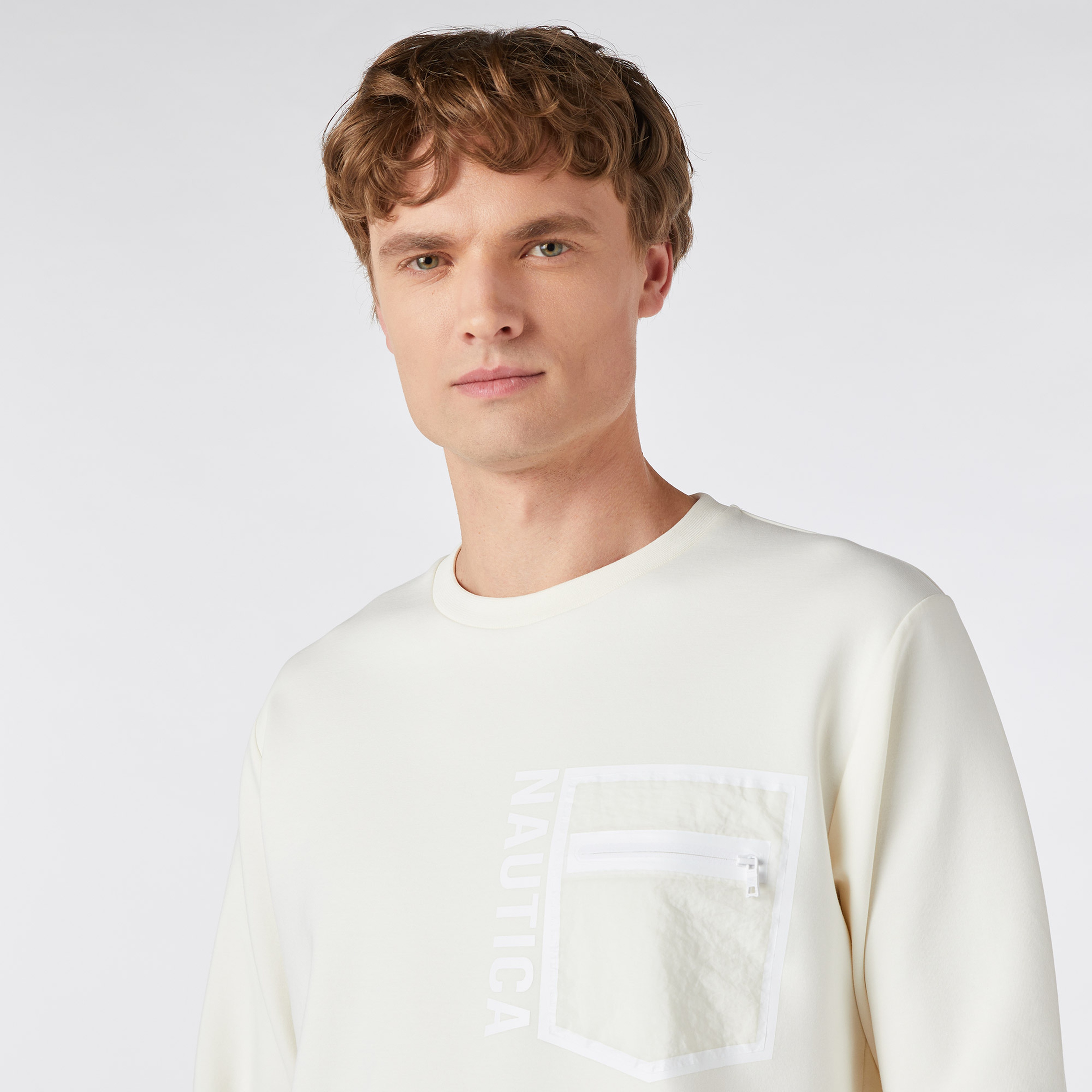 Nautica Erkek Beyaz Standart Fit Sweatshirt