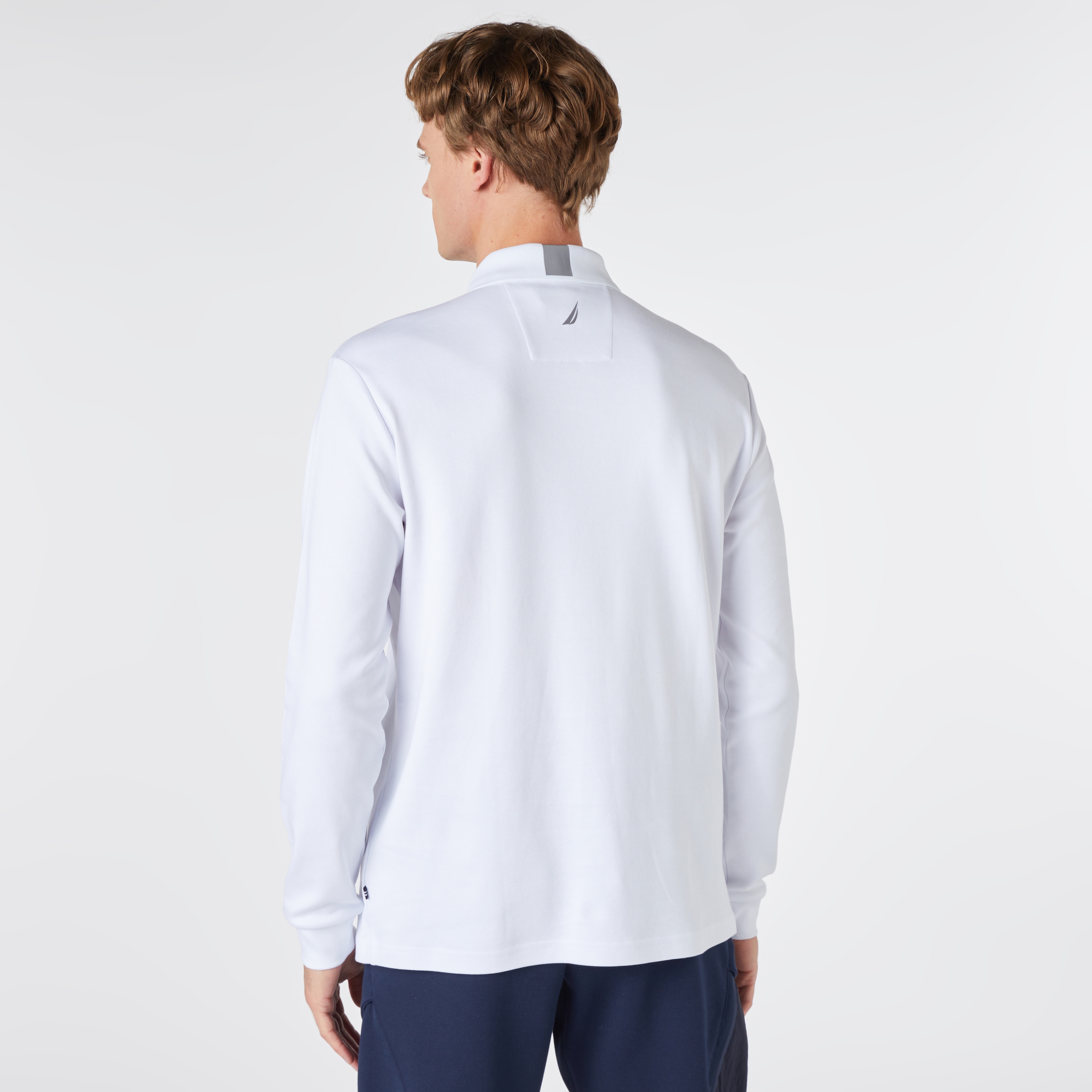 Nautica Erkek Beyaz Slim Fit Uzun Kollu Baskılı Polo Yaka T-Shirt