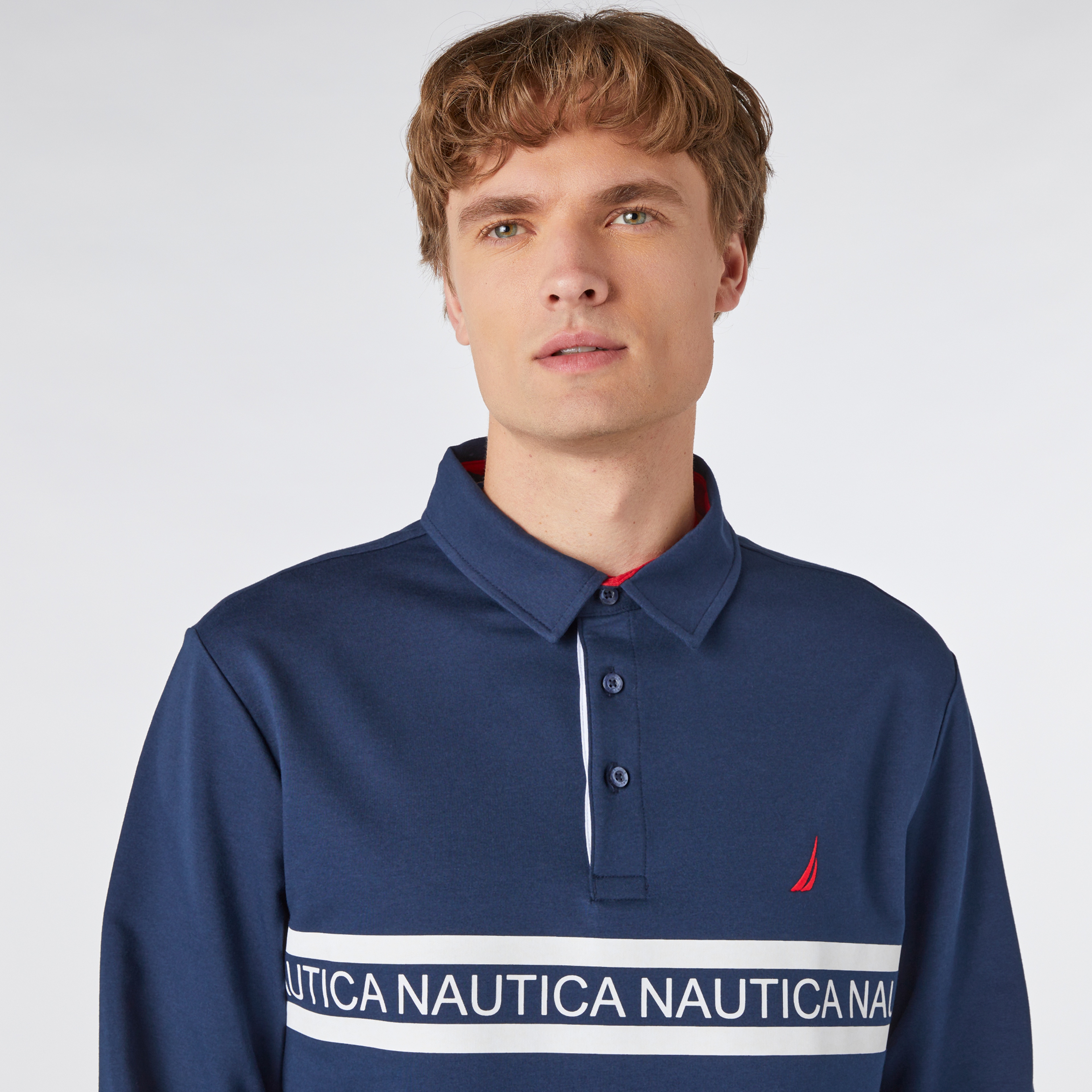 Nautica Erkek Lacivert Slim Fit Uzun Kollu Polo