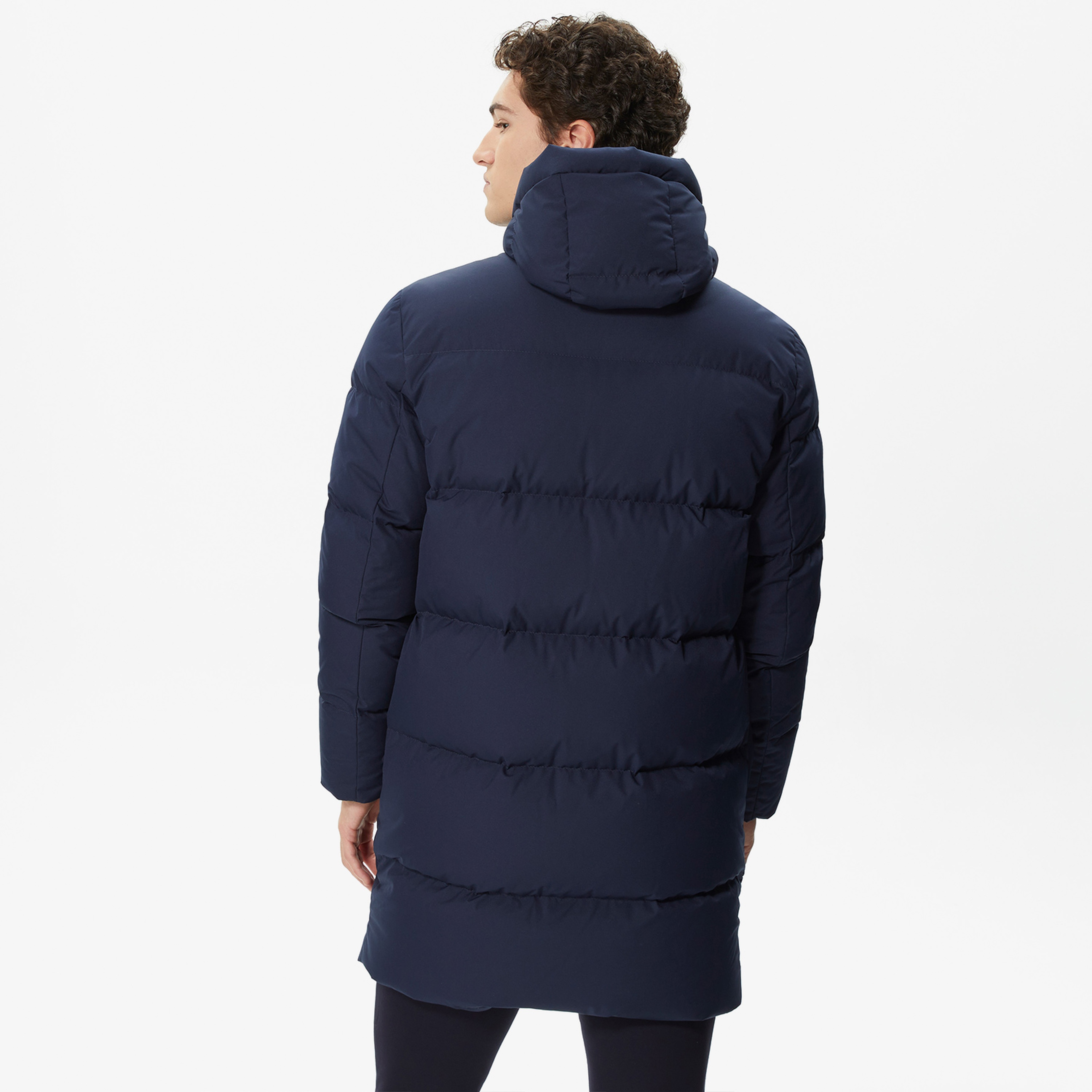 Erkek Kapüşonlu Kapitone Lacivert Mont