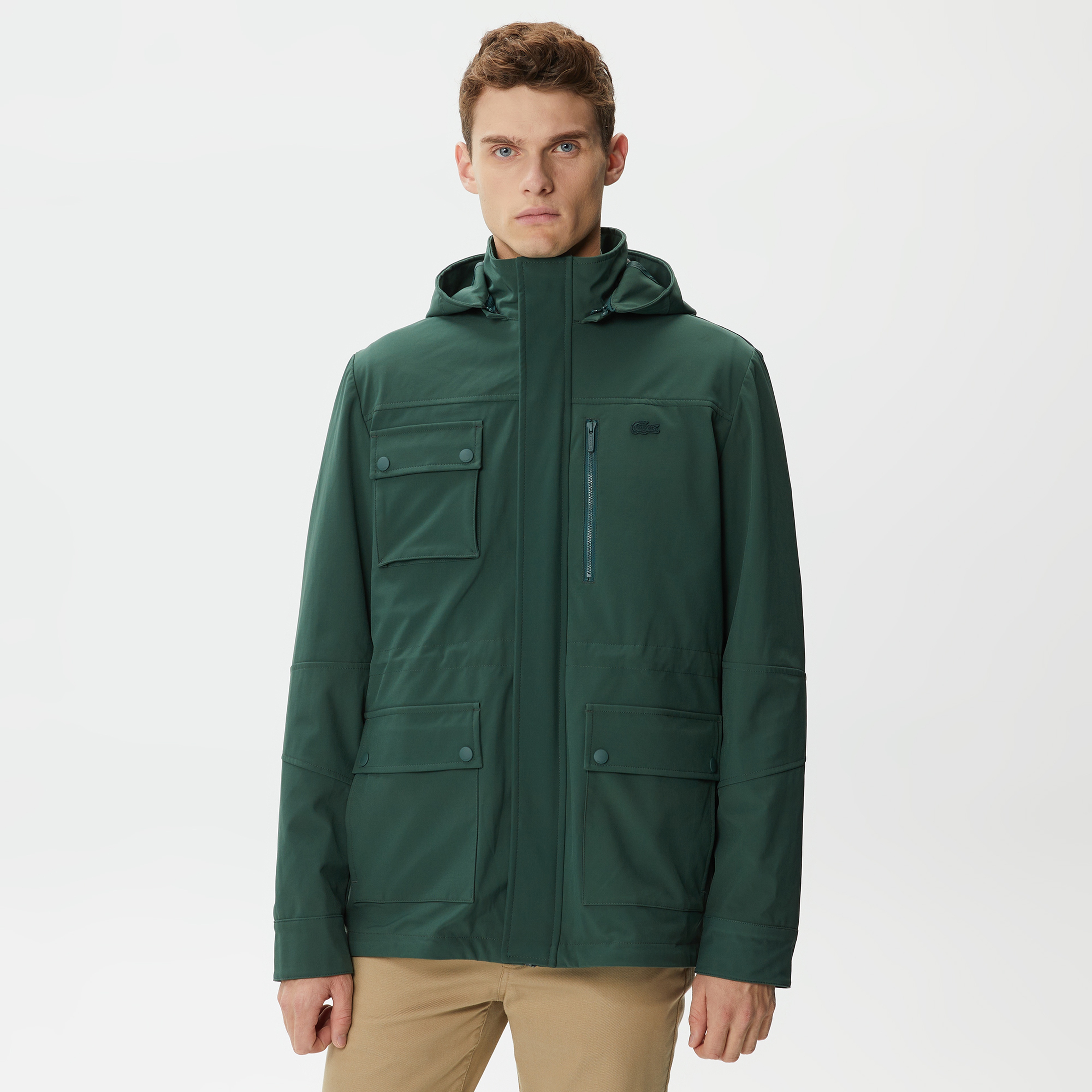 Erkek Kapüşonlu Kapitone Haki Mont