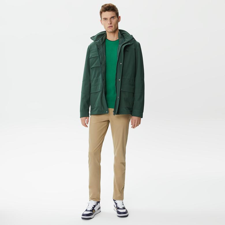 Erkek Kapüşonlu Kapitone Haki Mont