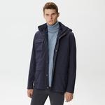 Erkek Kapüşonlu Kapitone Lacivert Mont