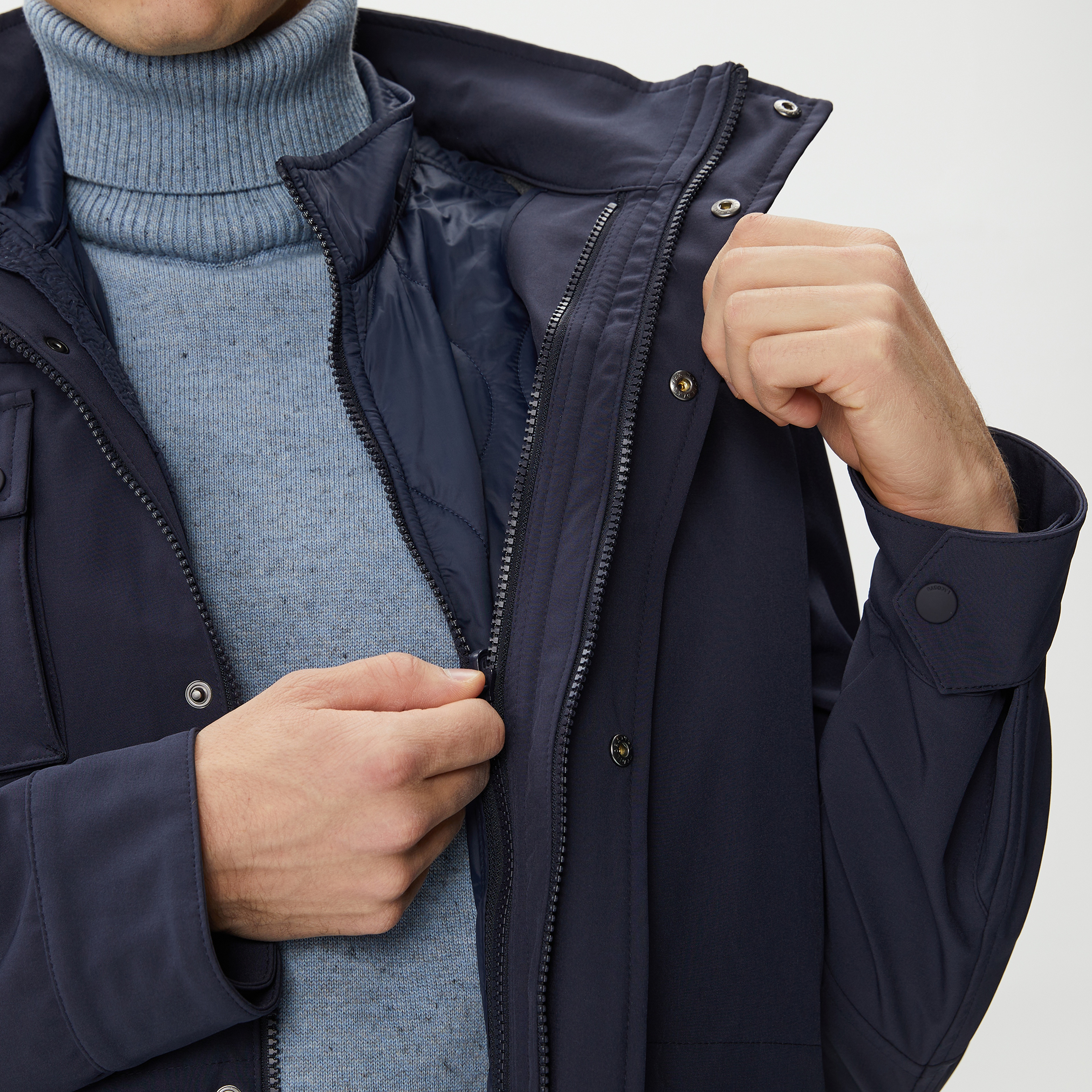 Erkek Kapüşonlu Kapitone Lacivert Mont