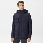 Erkek Kapüşonlu Kapitone Lacivert Mont