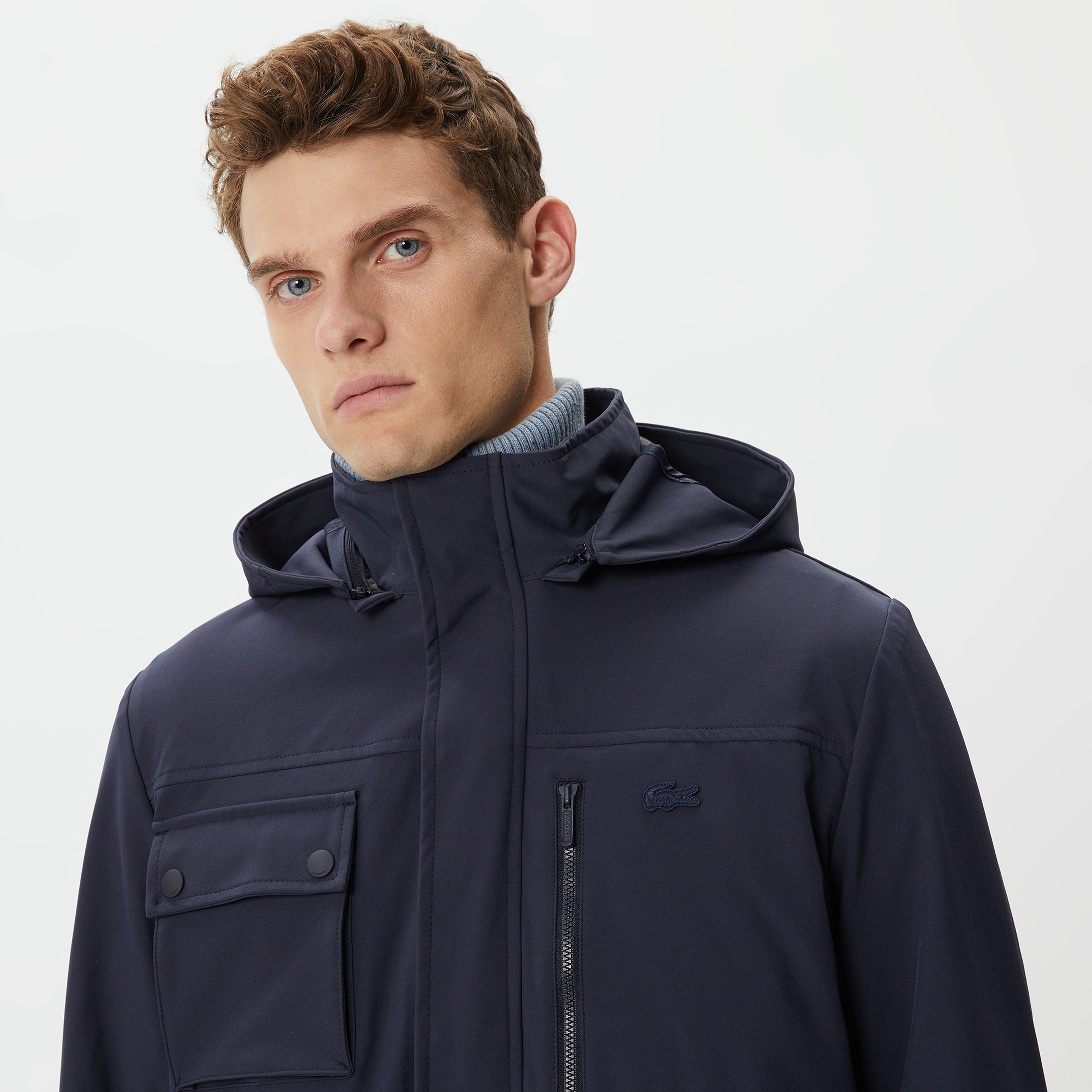 Erkek Kapüşonlu Kapitone Lacivert Mont