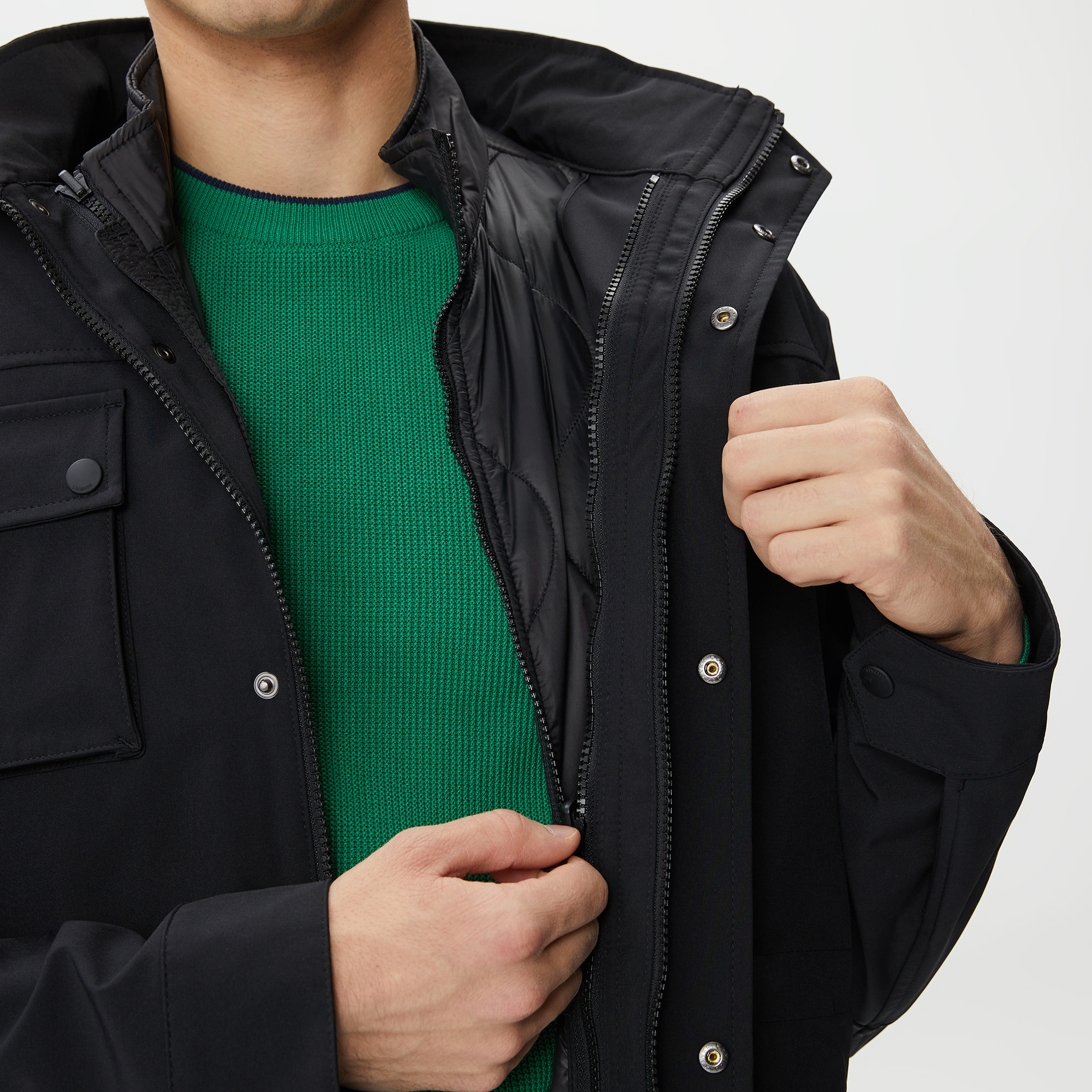 Erkek Kapüşonlu Kapitone Siyah Mont