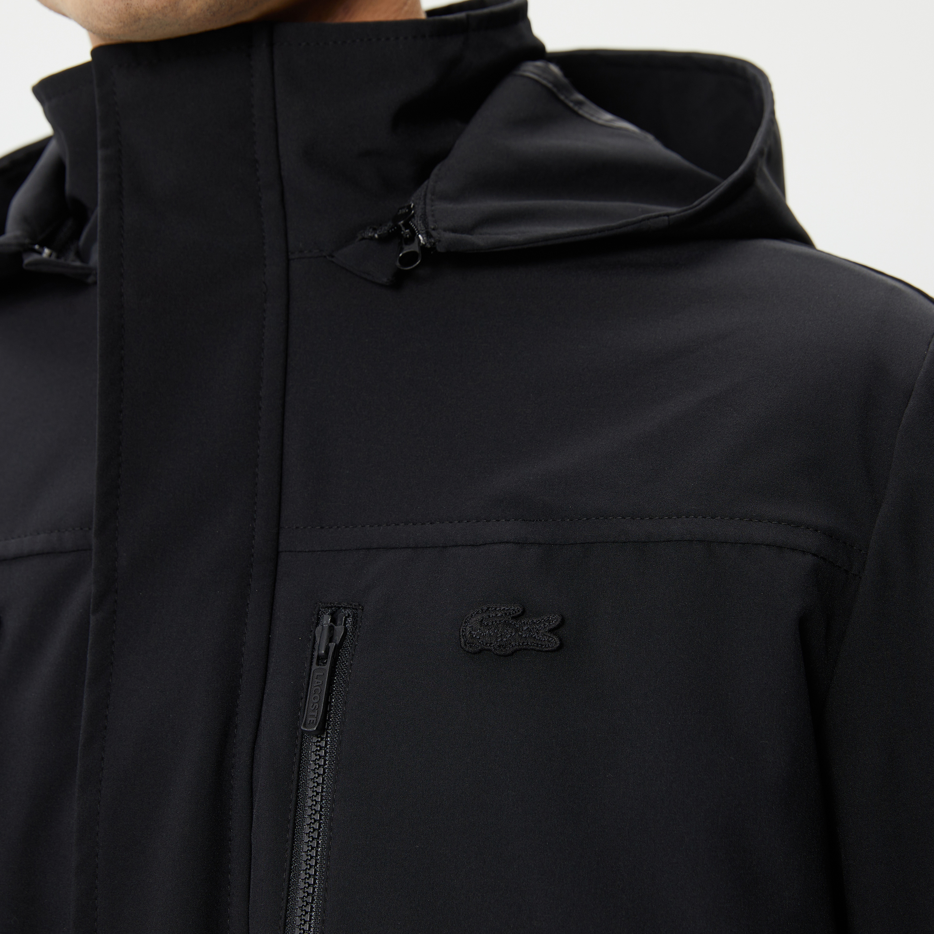 Erkek Kapüşonlu Kapitone Siyah Mont