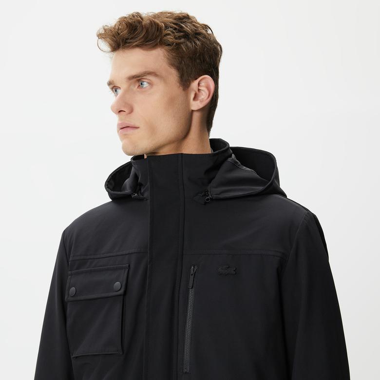 Erkek Kapüşonlu Kapitone Siyah Mont