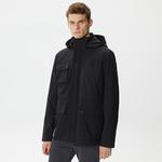 Erkek Kapüşonlu Kapitone Siyah Mont