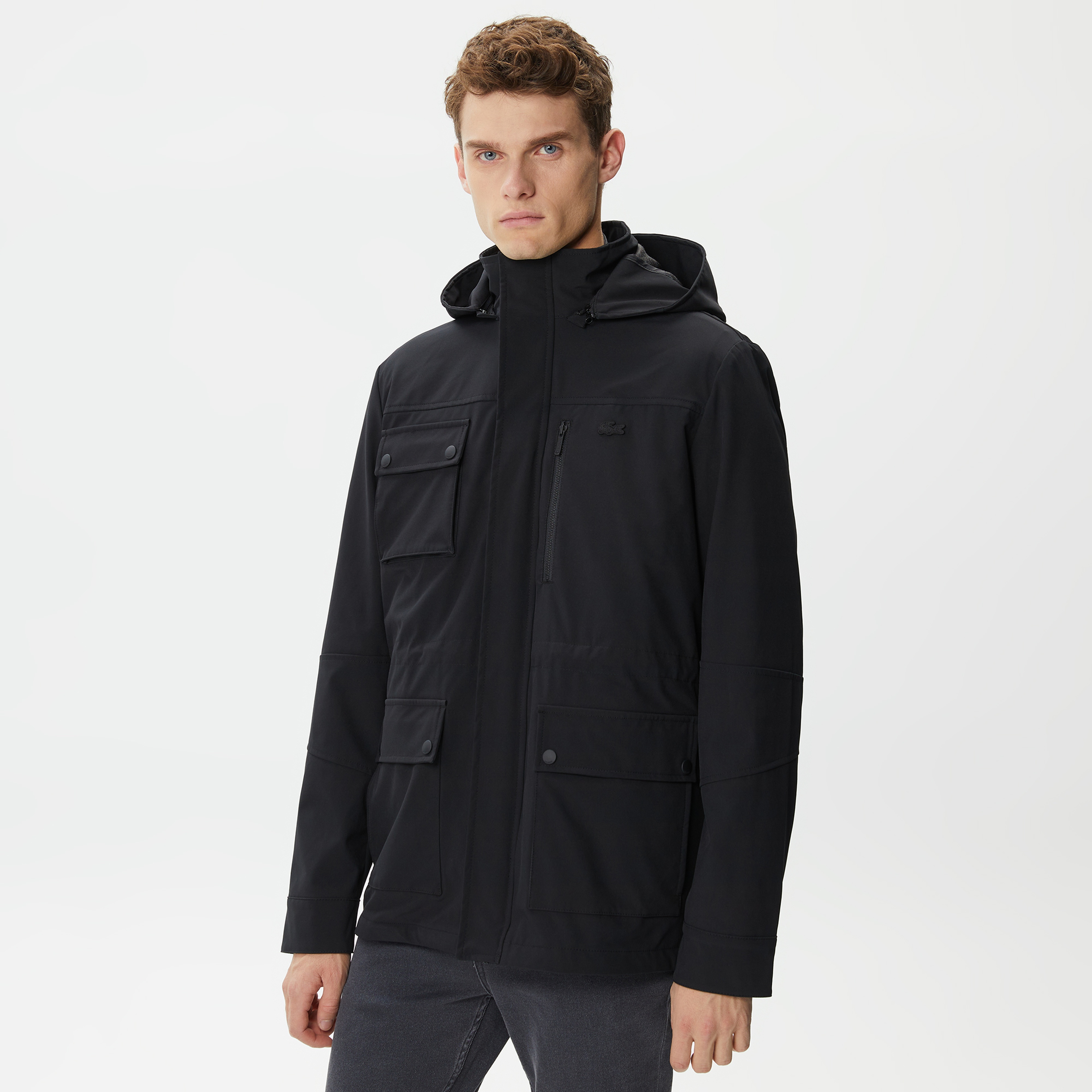 Erkek Kapüşonlu Kapitone Siyah Mont