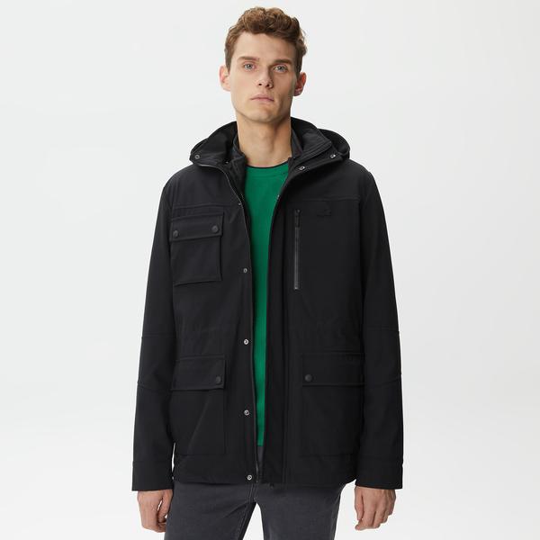 Erkek Kapüşonlu Kapitone Siyah Mont