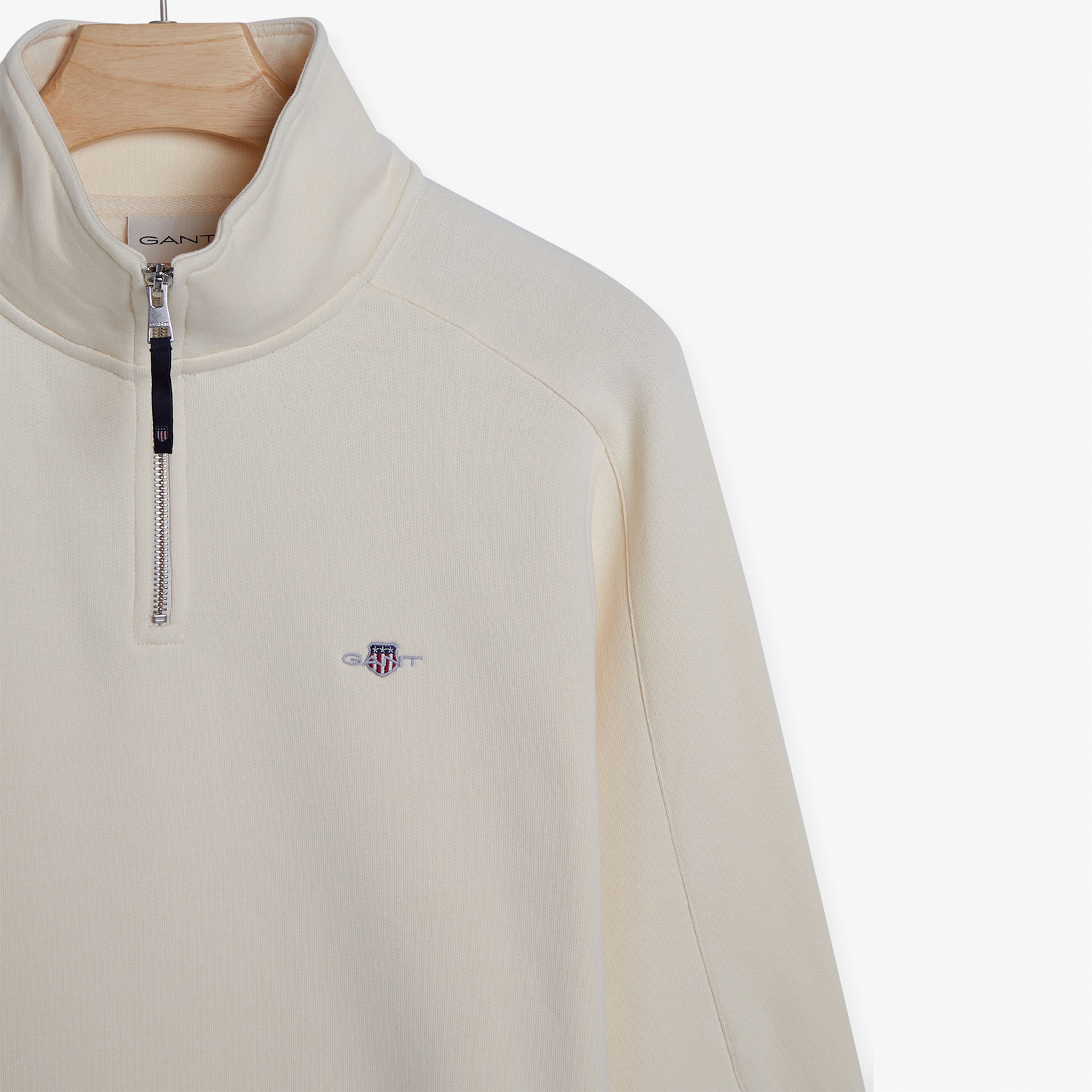 GANT Erkek Krem Regular Fit Yarım Fermuarlı Sweatshirt