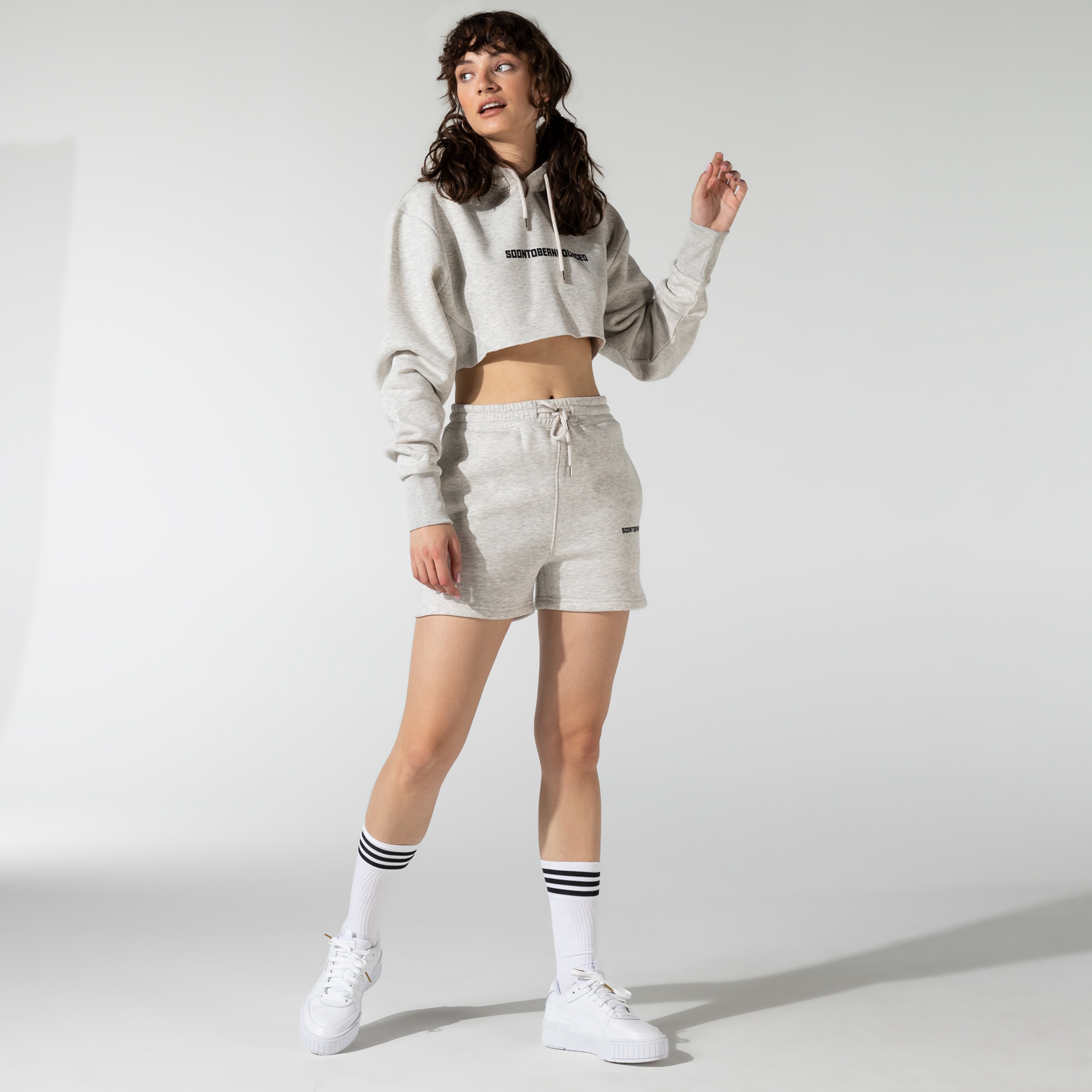 Soon To Be Announced Logo Printed Short Kadın Gri Şort