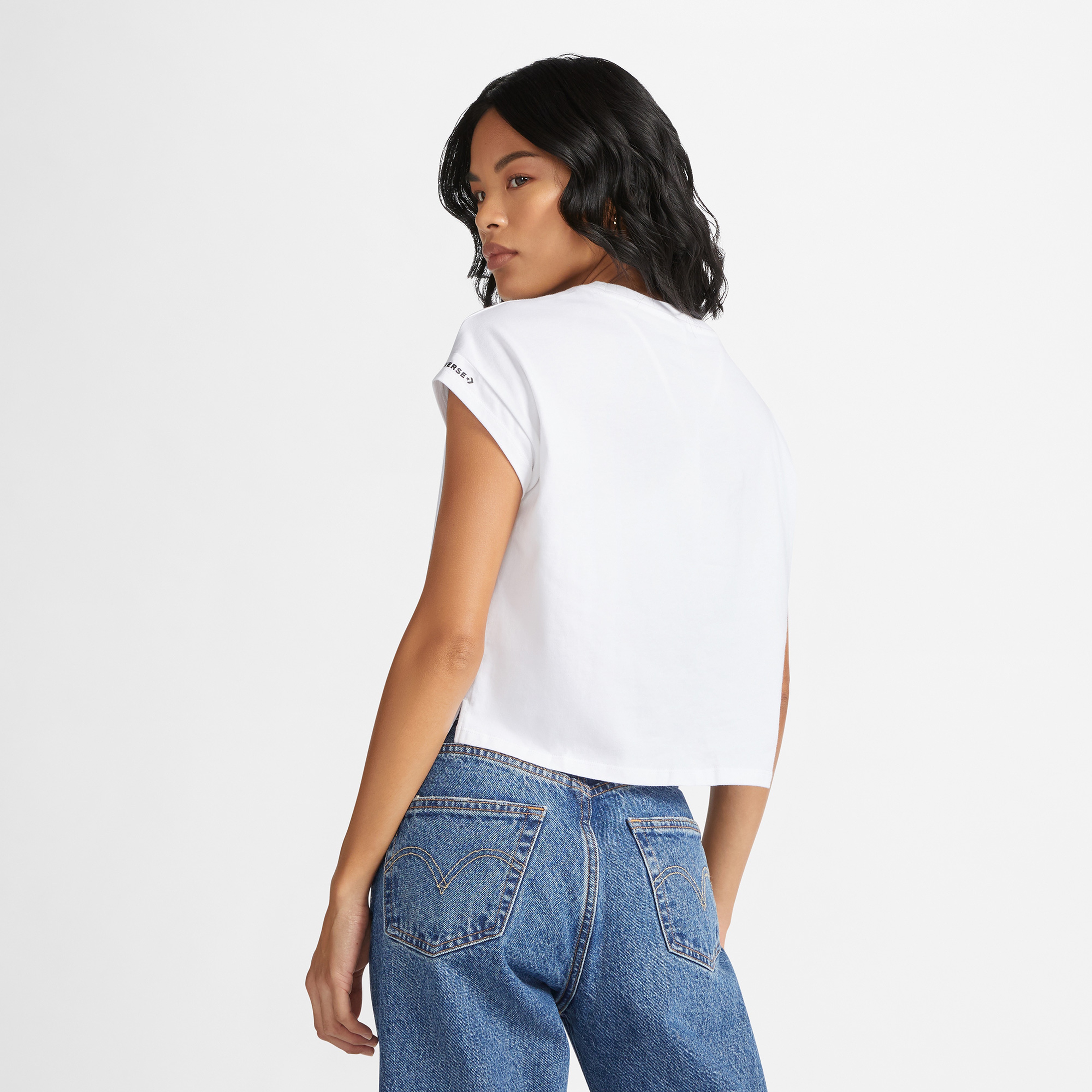 Converse Wordmark Twist  Kadın Beyaz T-Shirt