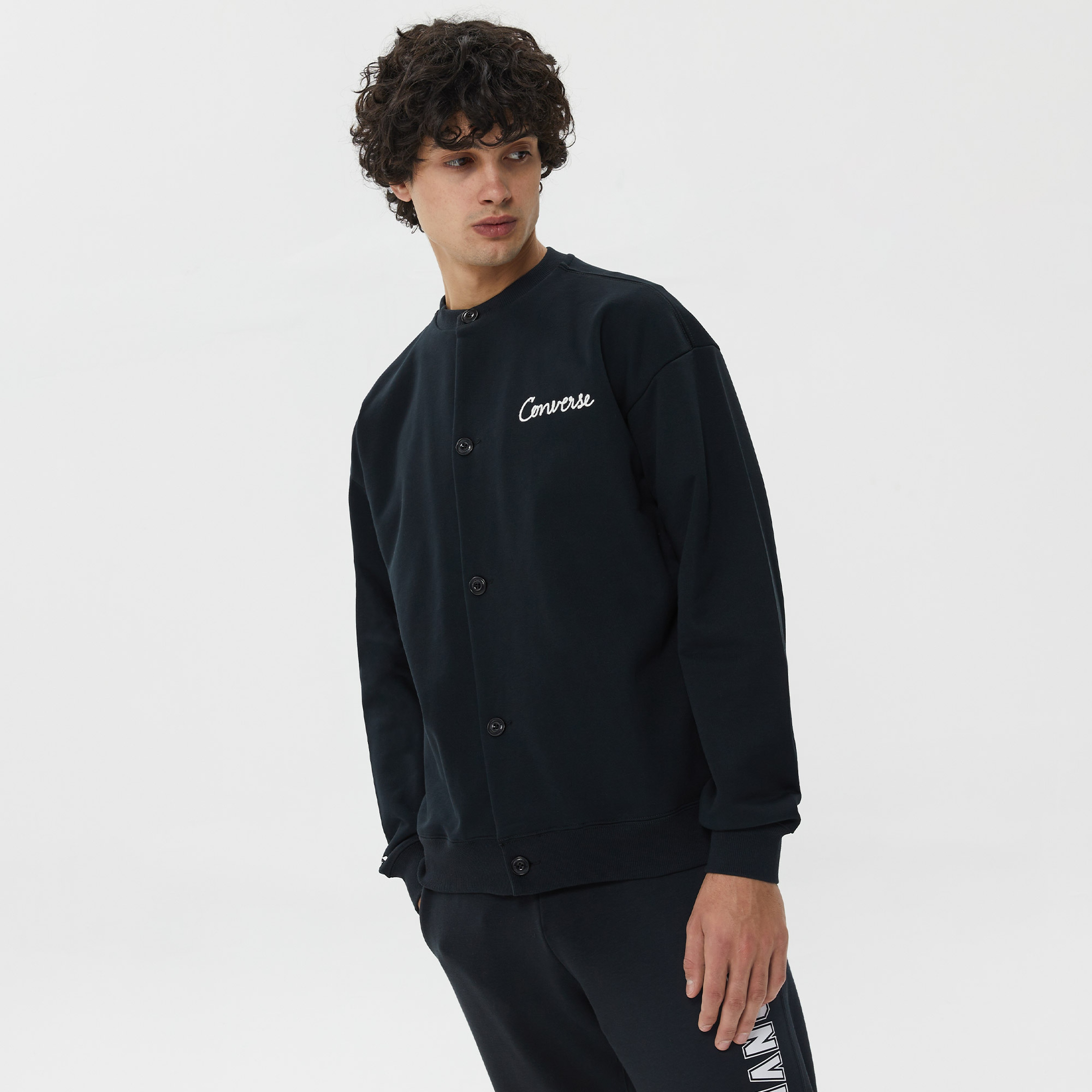 Converse Chain Stitch Elevated Cardigan  Erkek Siyah Eşofman Üstü