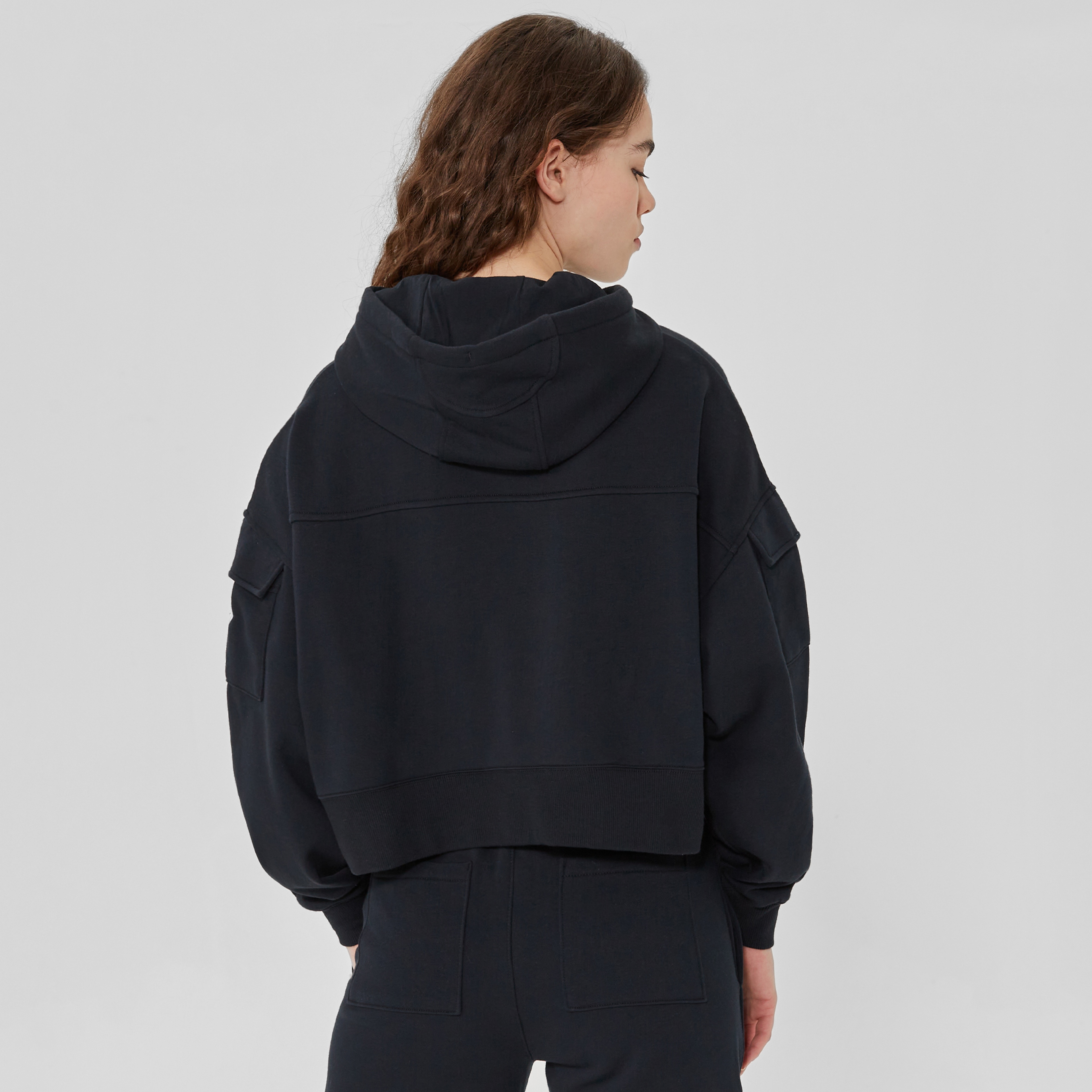 Converse Fashion Crop  Kadın Siyah Hoodie