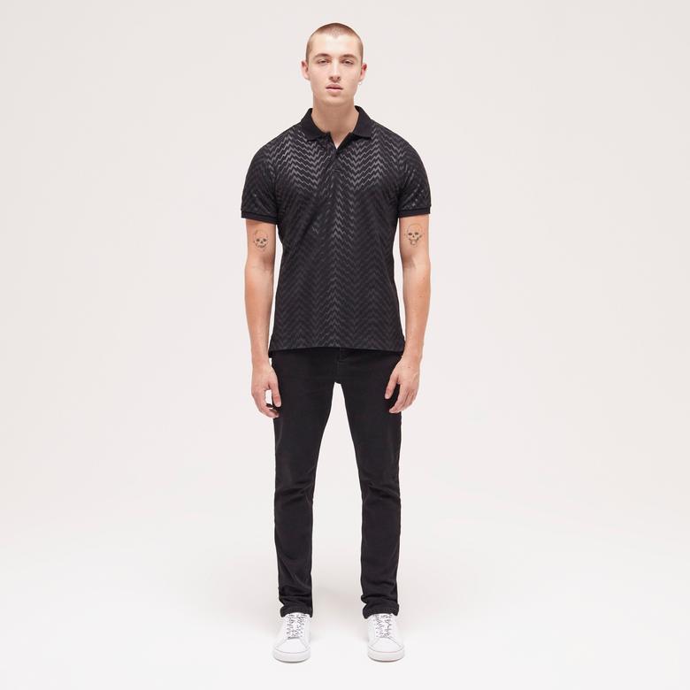 ERKEK DESENLİ SİYAH POLO