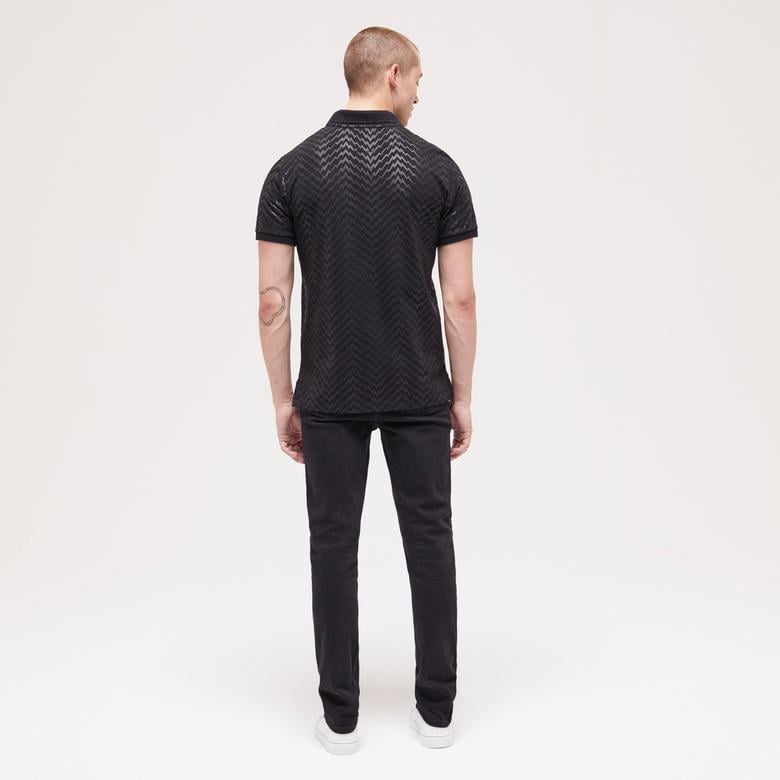 ERKEK DESENLİ SİYAH POLO