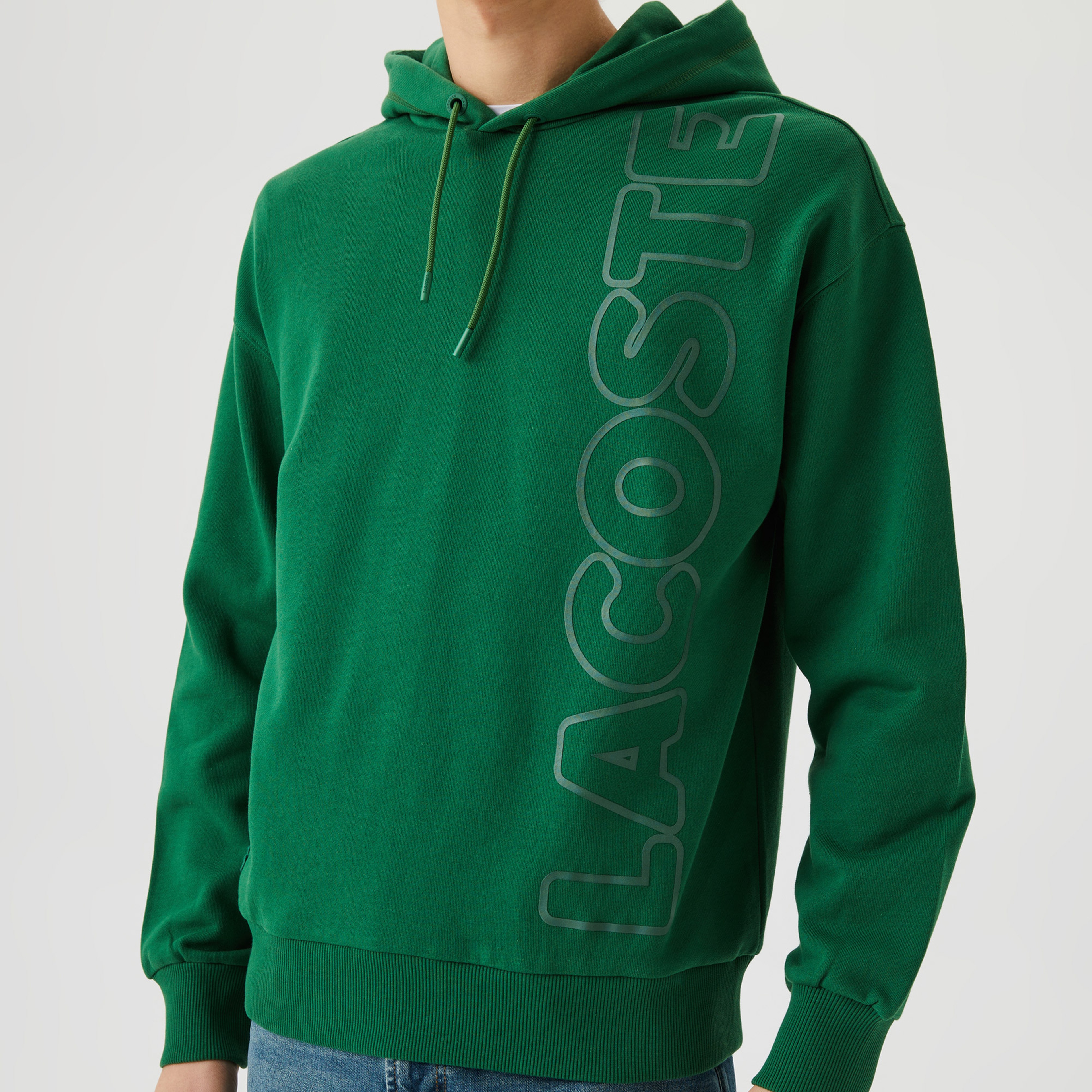 Unisex Relax Fit Kapüşonlu Baskılı Yeşil Sweatshirt
