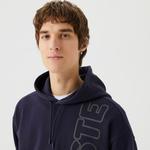 Unisex Relax Fit Kapüşonlu Baskılı Lacivert Sweatshirt