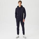 Unisex Relax Fit Kapüşonlu Baskılı Lacivert Sweatshirt