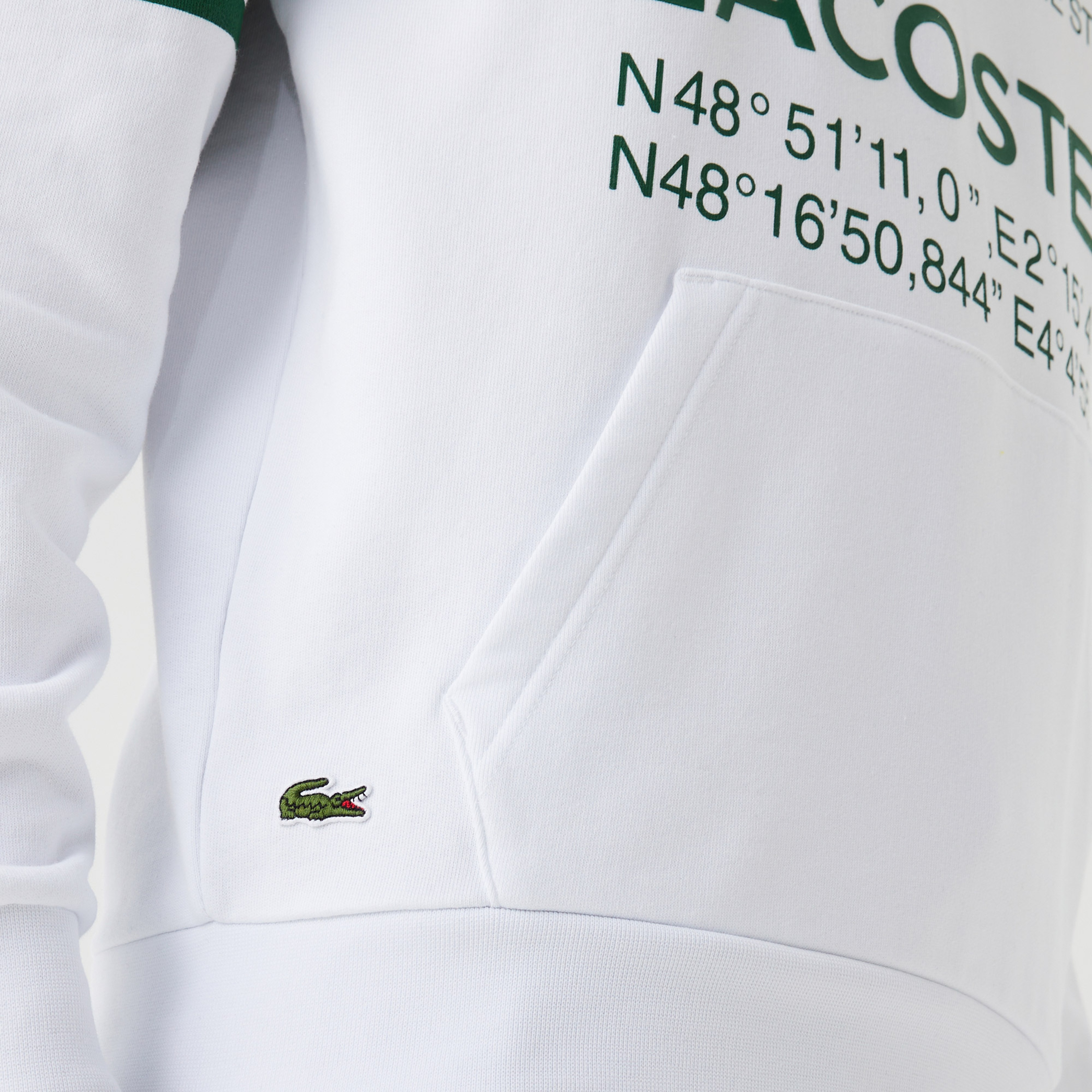 Erkek Kapüşonlu Baskılı Beyaz Sweatshirt