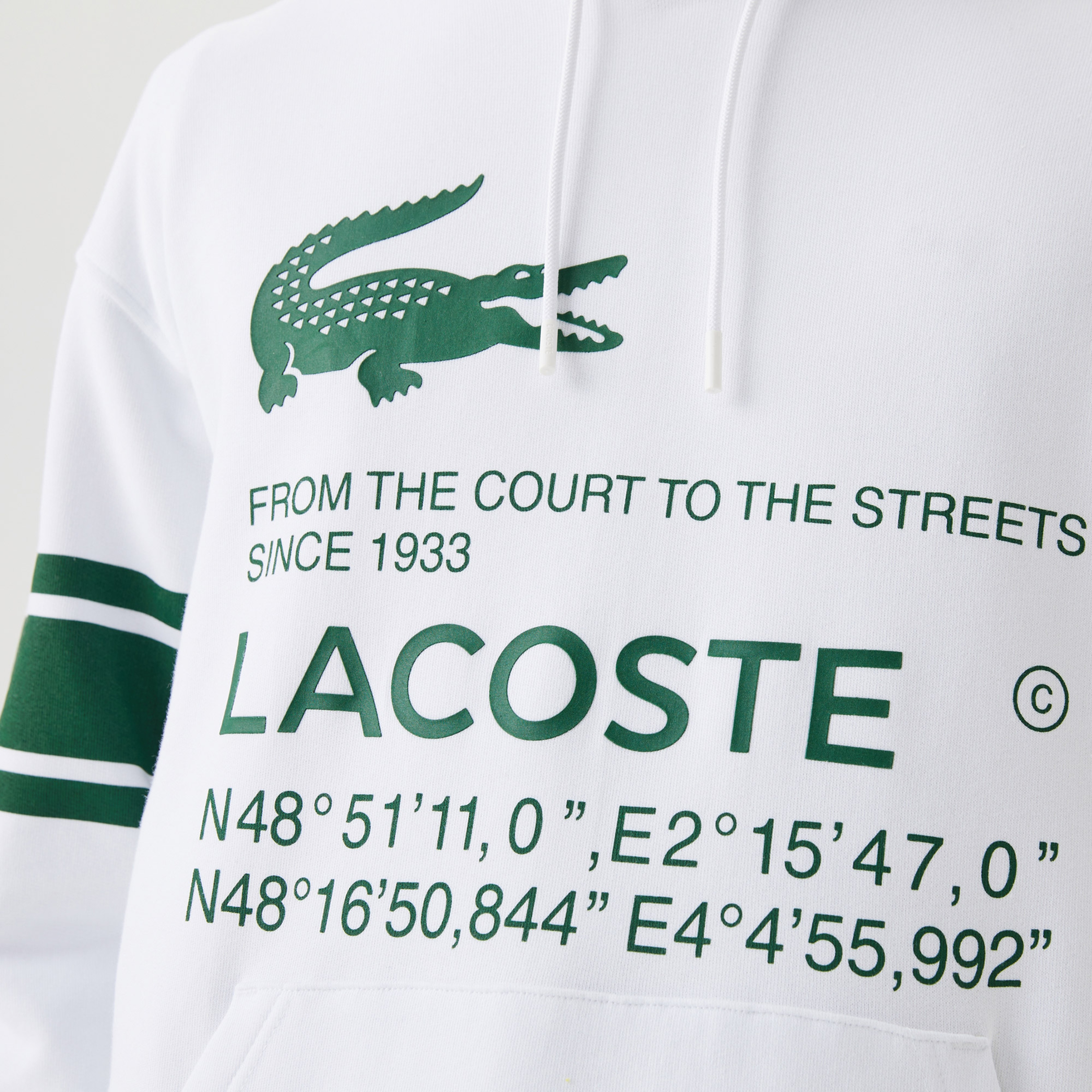 Erkek Kapüşonlu Baskılı Beyaz Sweatshirt