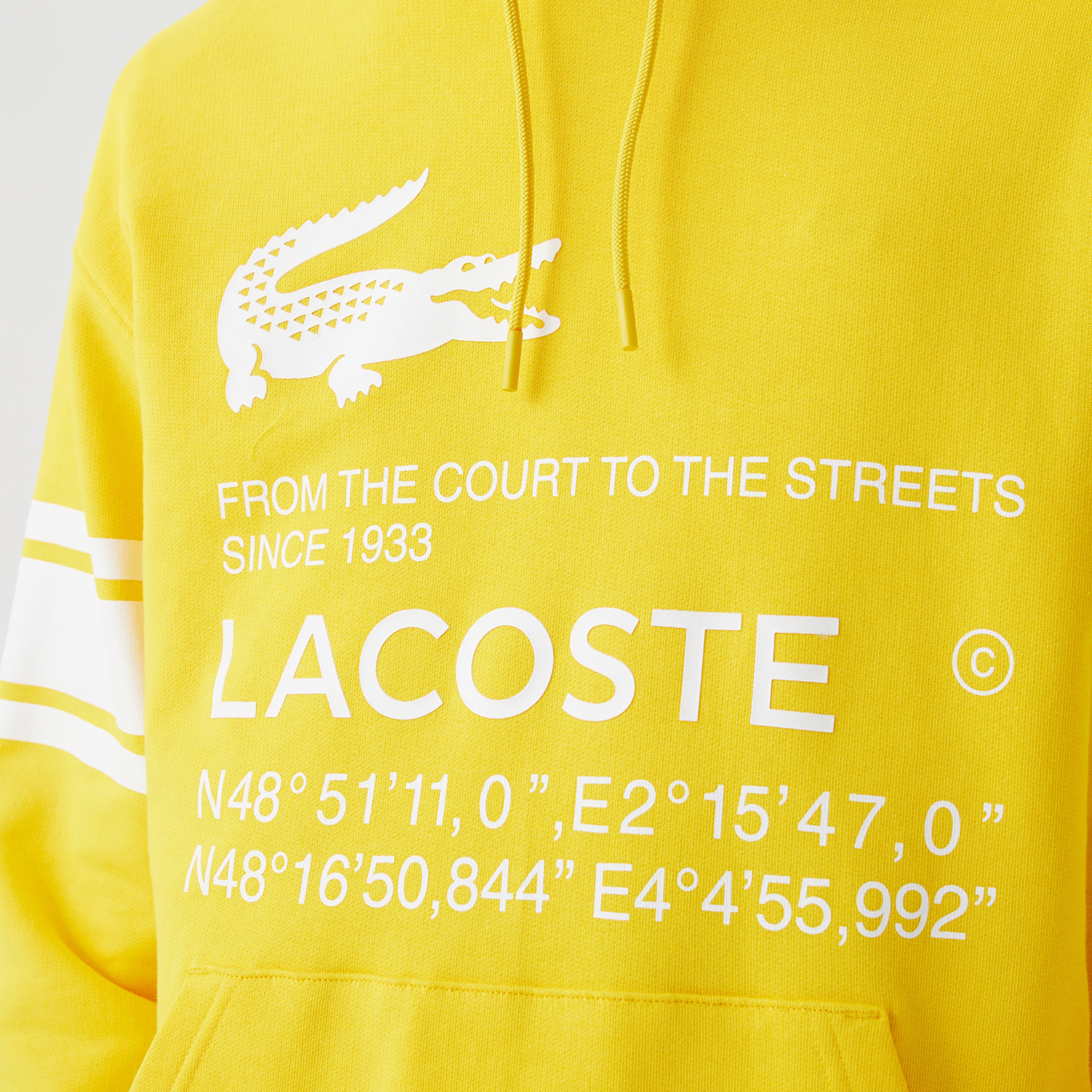 Erkek Kapüşonlu Baskılı Sarı Sweatshirt