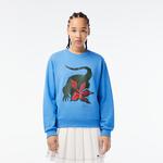 Netflix Kadın Loose Fit Bisiklet Yaka Baskılı Mavi Sweatshirt