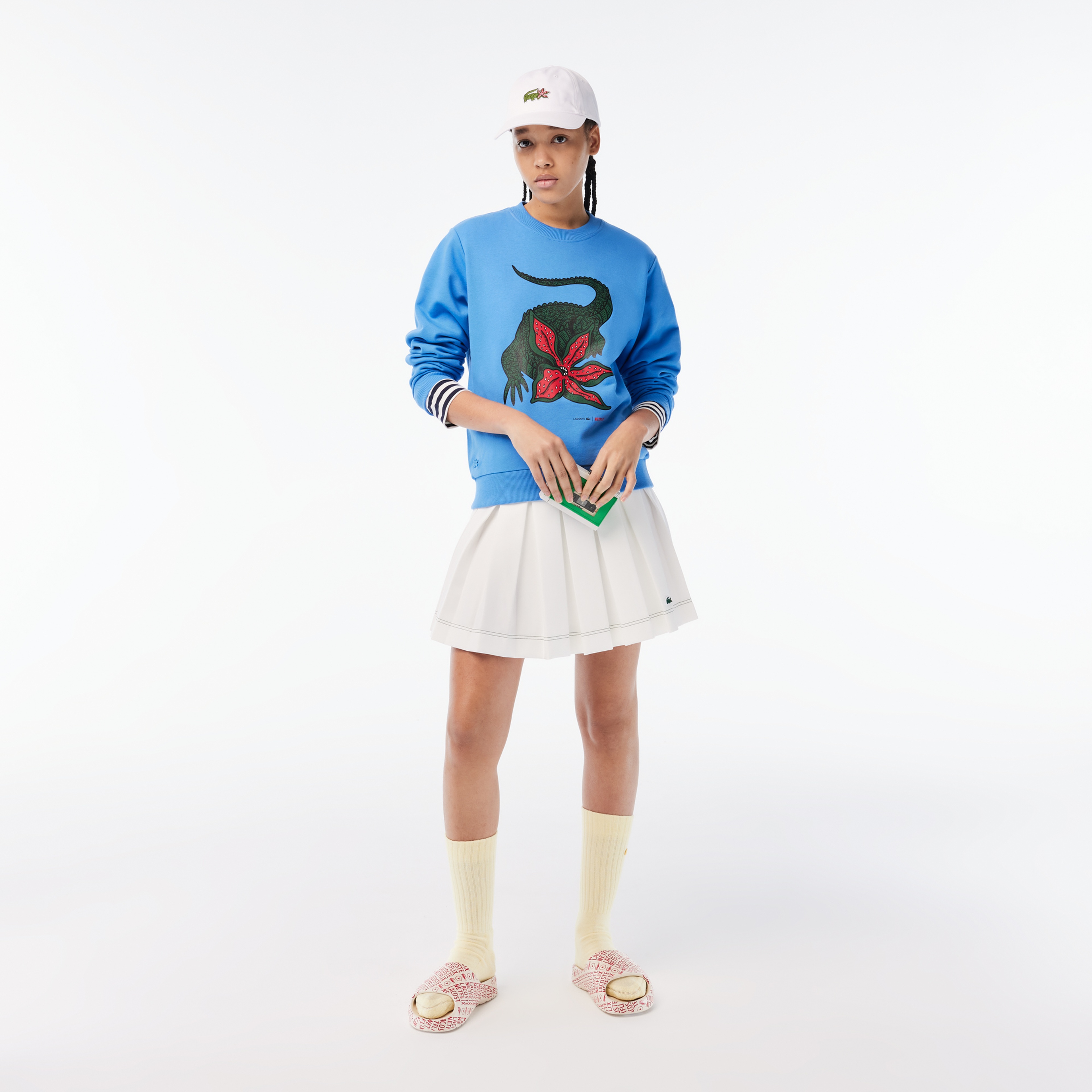 Netflix Kadın Loose Fit Bisiklet Yaka Baskılı Mavi Sweatshirt