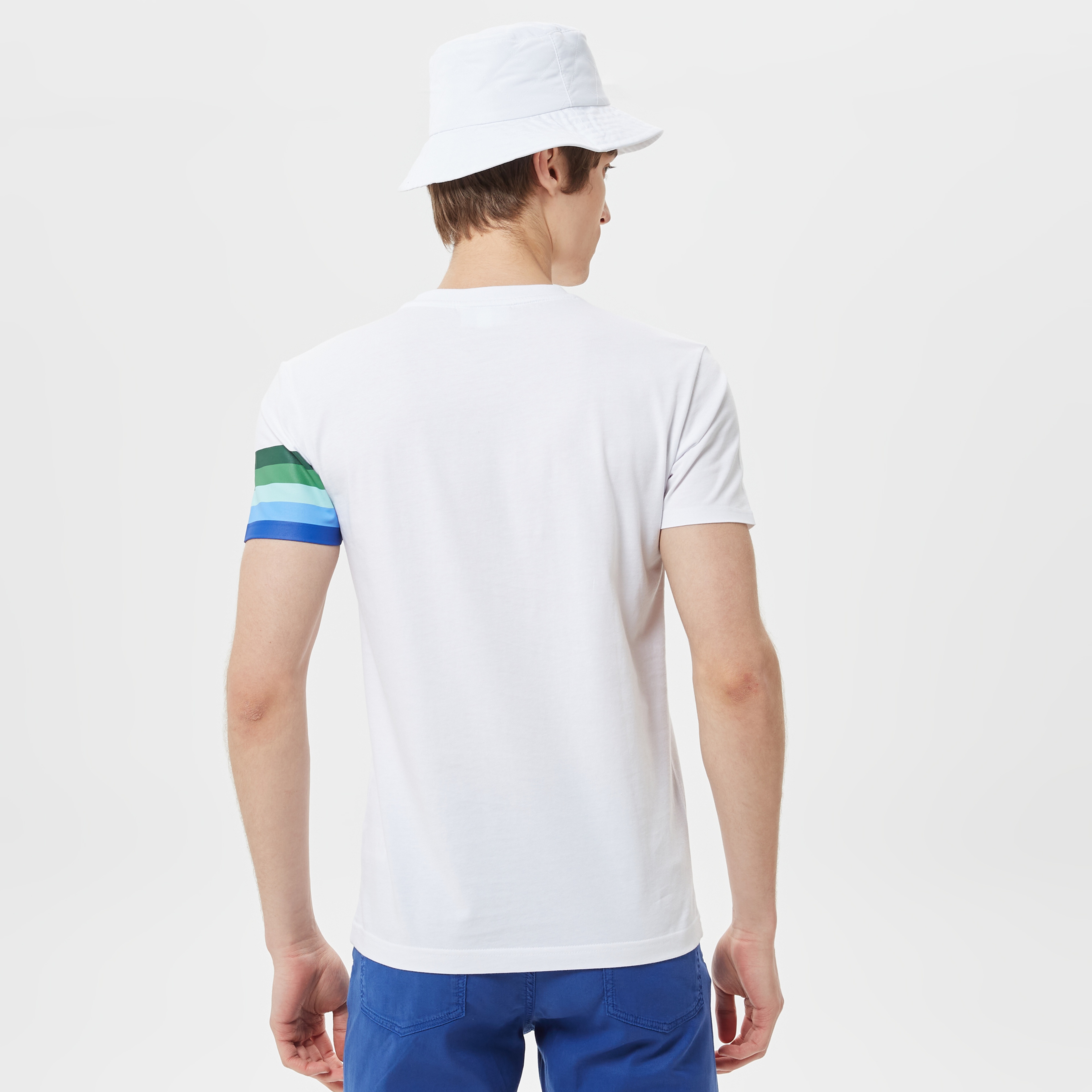 Erkek Slim Fit Bisiklet Yaka Baskılı Beyaz T-Shirt