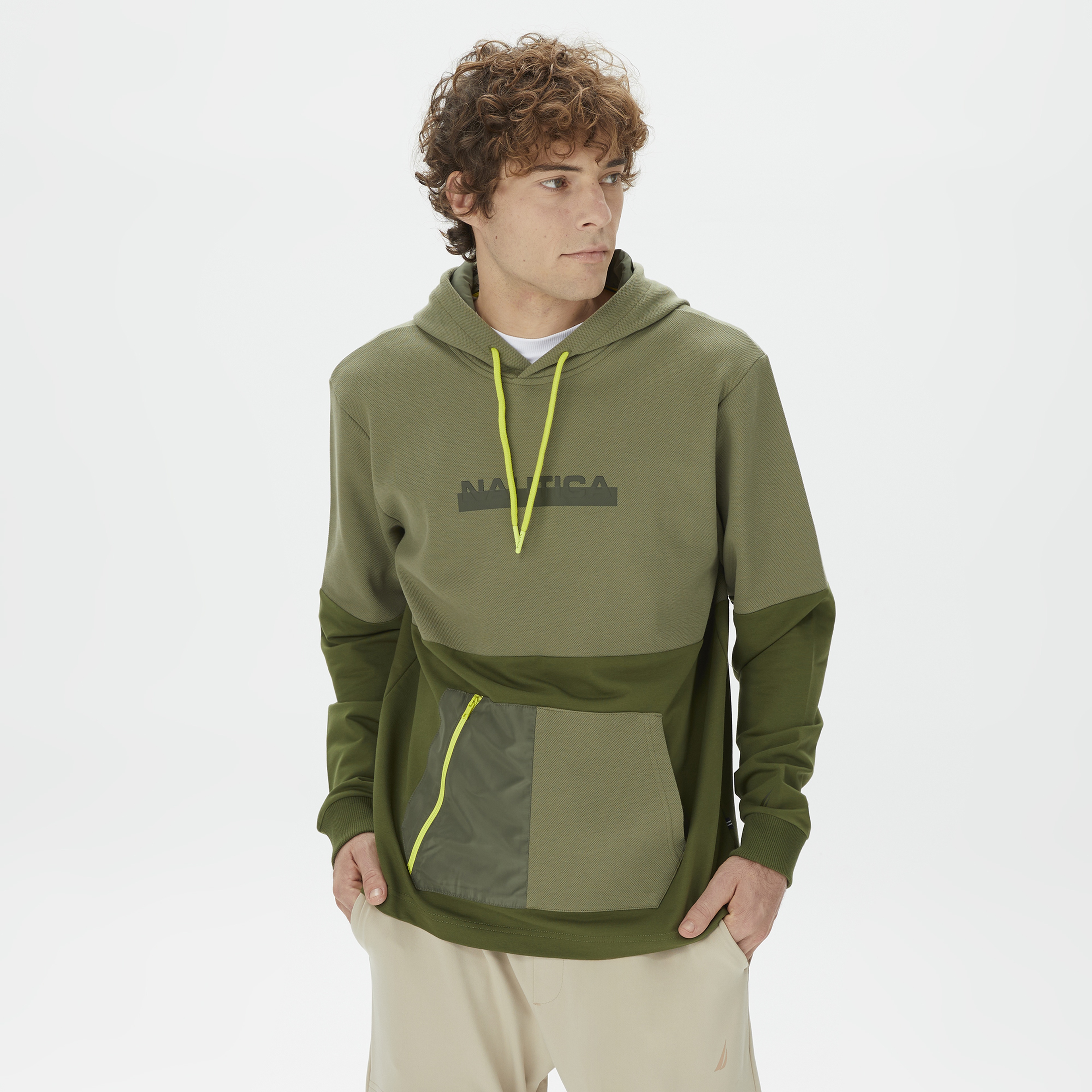 Nautica Erkek Yeşil Standart Fit Kapüşonlu Sweatshirt