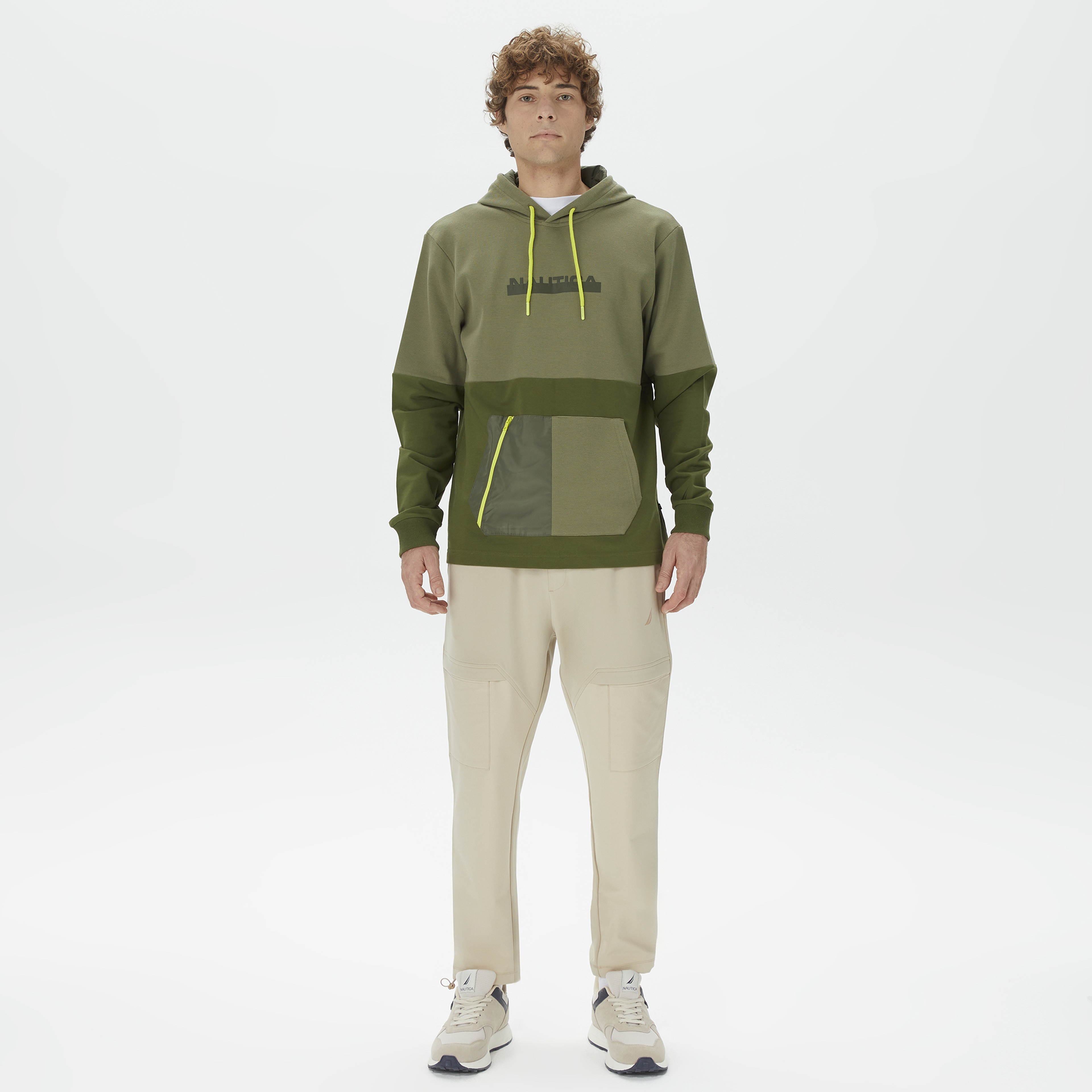 Nautica Erkek Yeşil Standart Fit Kapüşonlu Sweatshirt