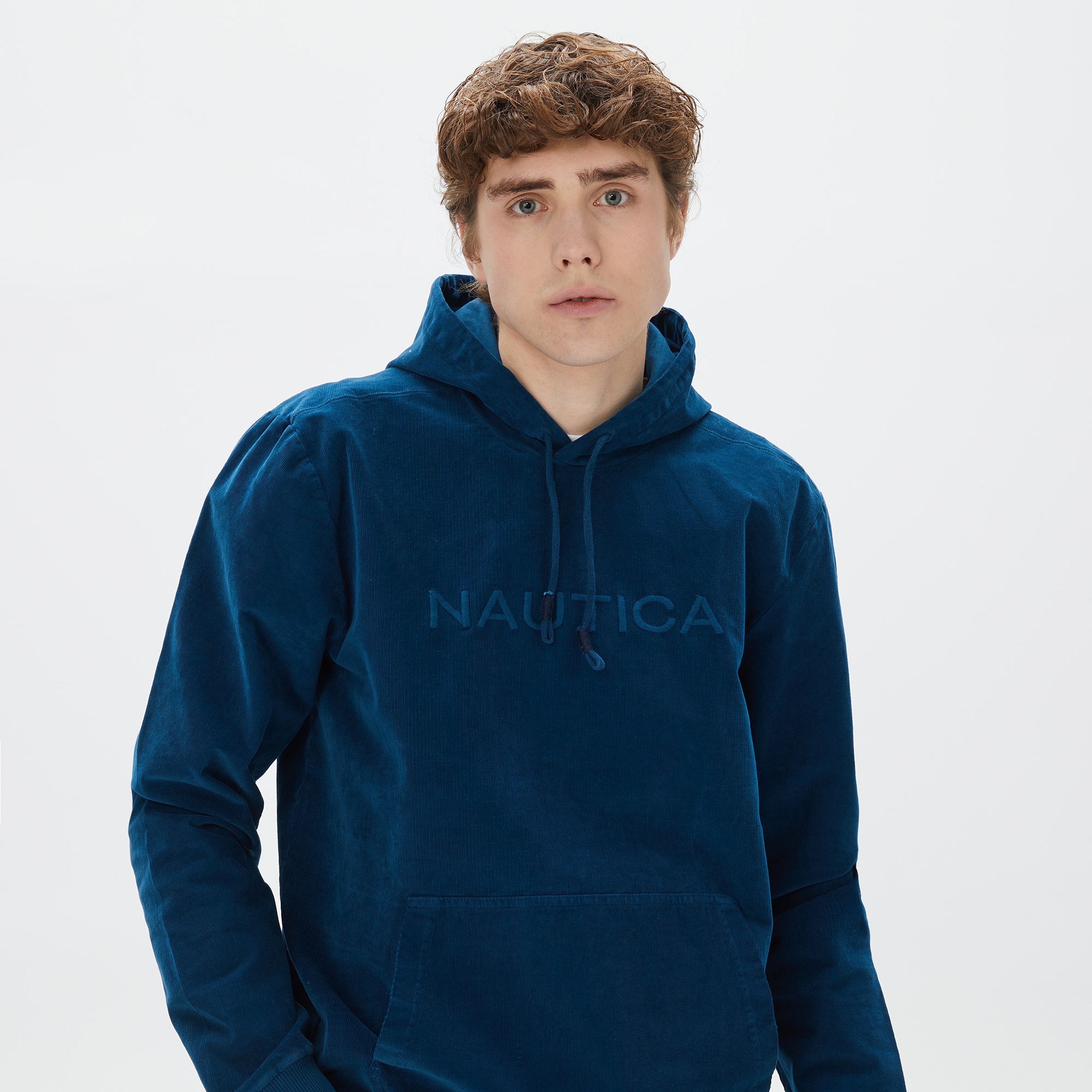 Nautica Erkek Mavi Standart Fit Kapüşonlu Sweatshirt