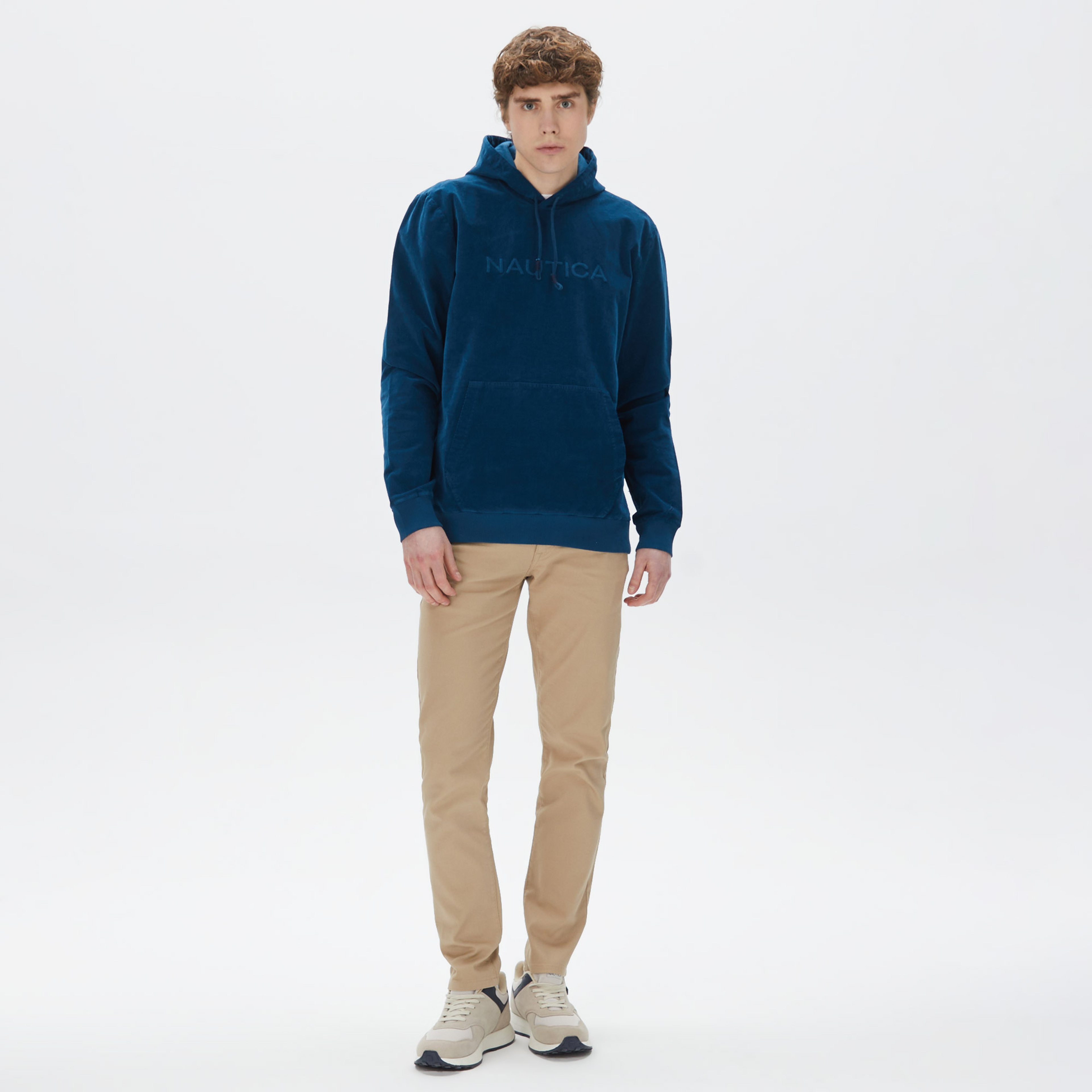 Nautica Erkek Mavi Standart Fit Kapüşonlu Sweatshirt