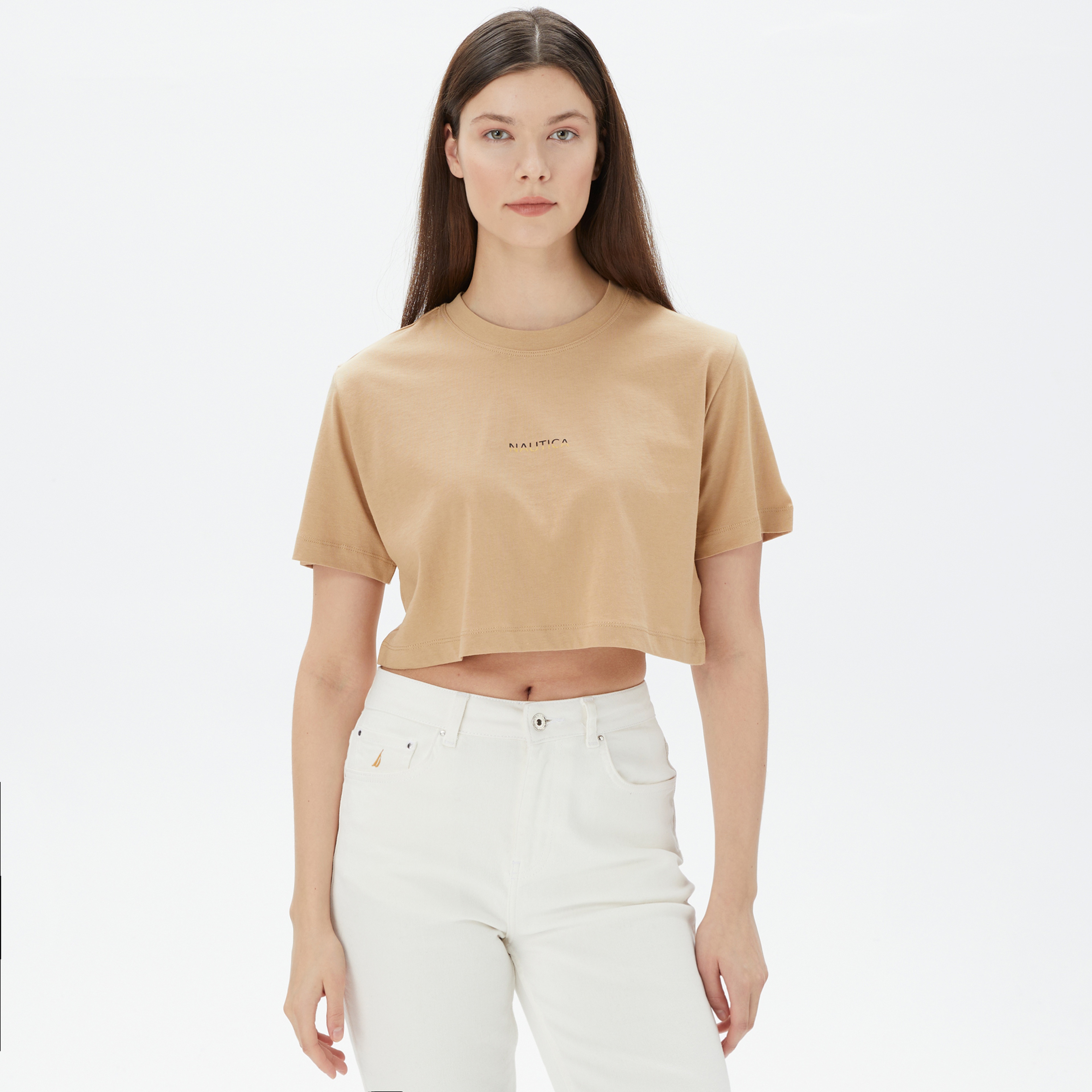 Nautica Kadın Bej T-Shirt