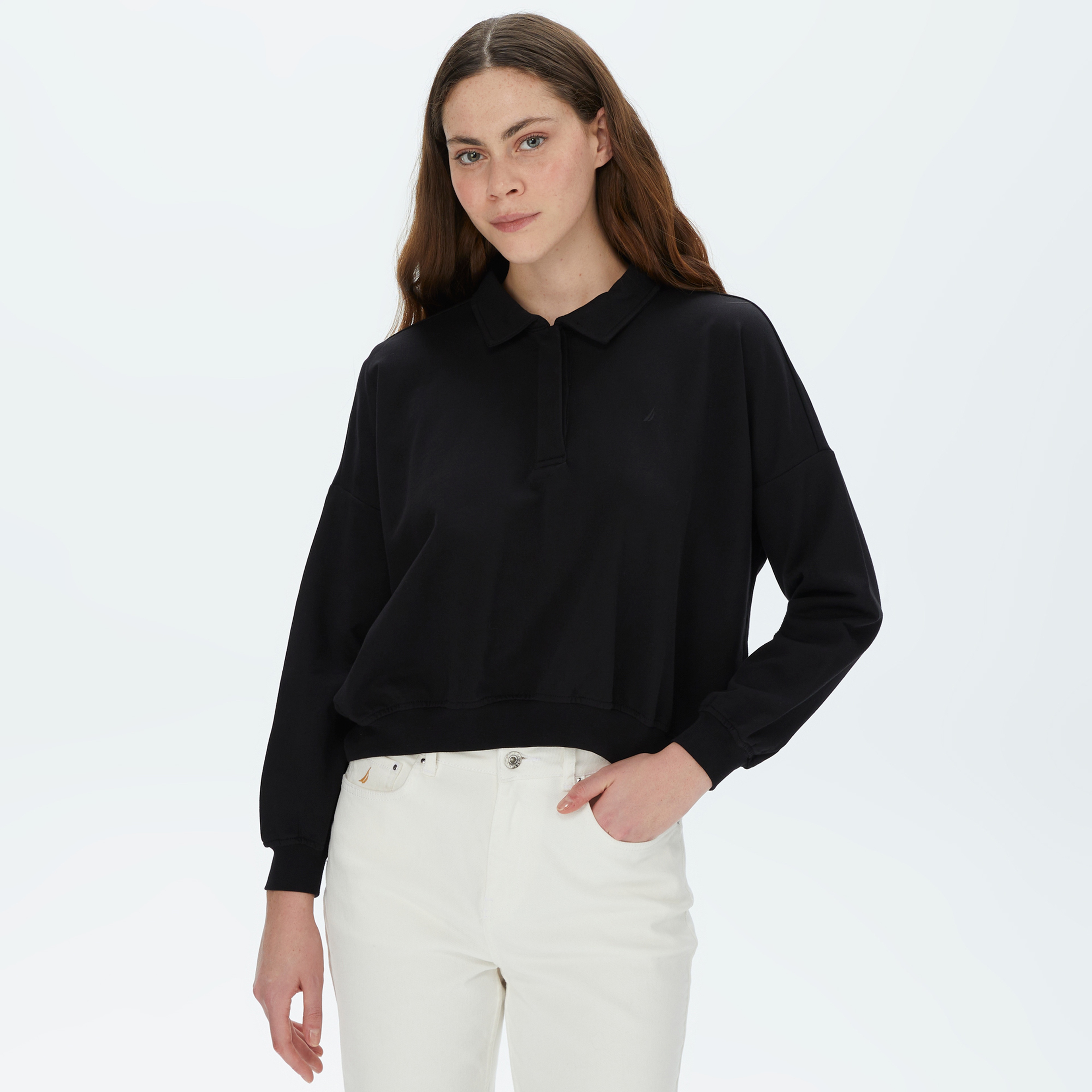 Nautica Kadın Siyah Oversize Sweatshirt