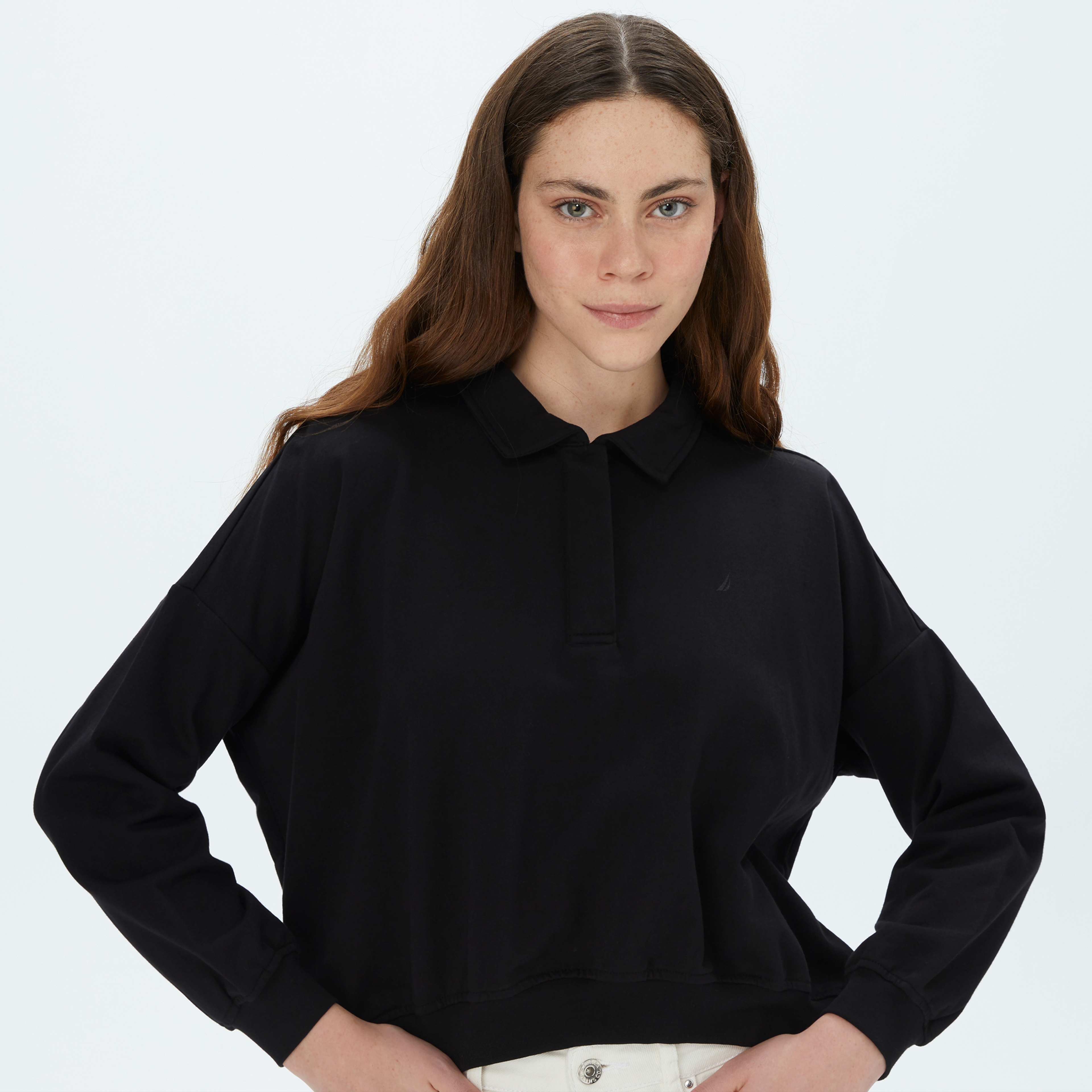Nautica Kadın Siyah Oversize Sweatshirt