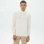 Nautica Erkek Beyaz Standart Fit Desenli Dik Yakalı Triko