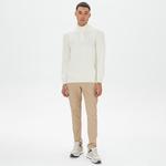 Nautica Erkek Beyaz Standart Fit Desenli Dik Yakalı Triko