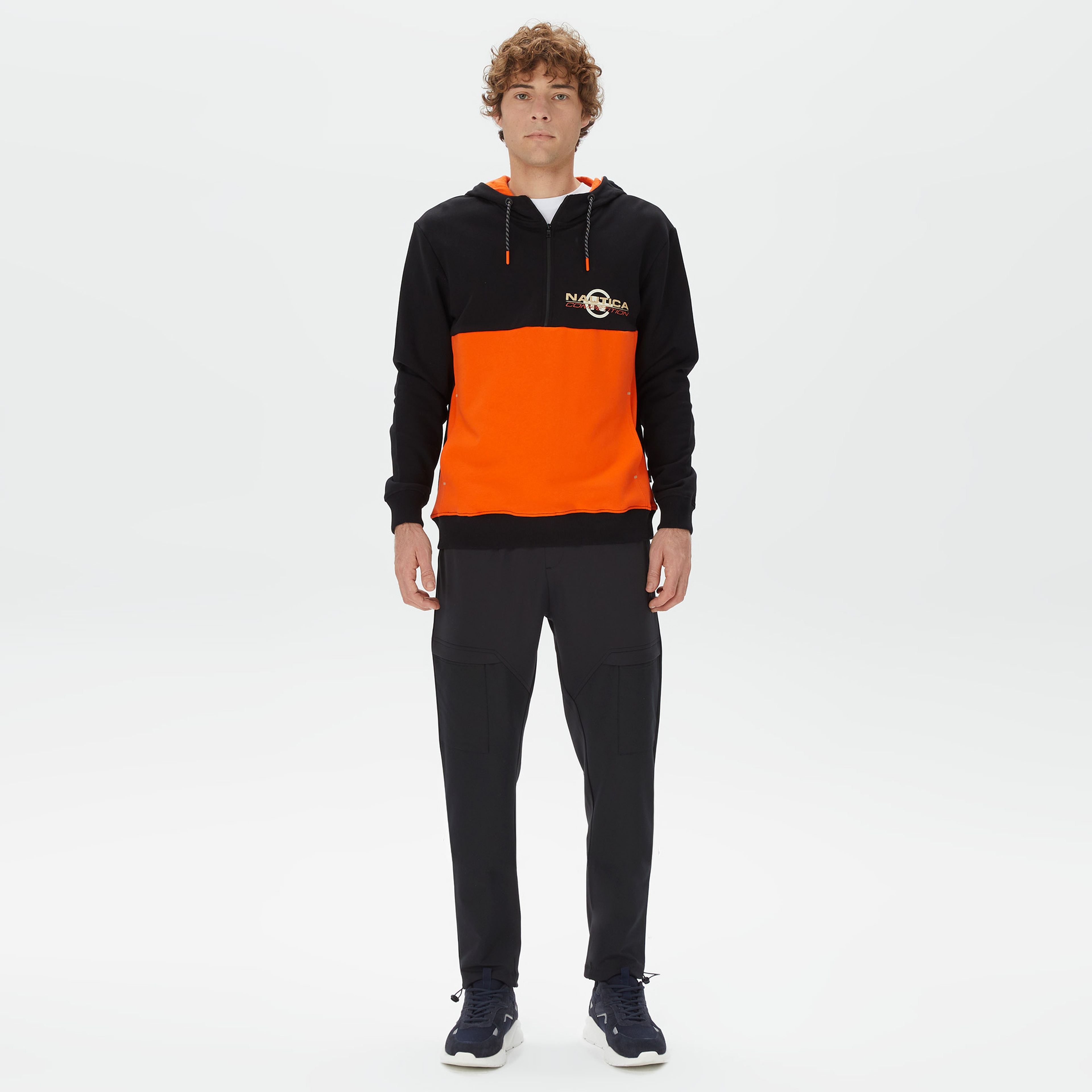 Nautica Erkek Siyah Standart Fit Kapüşonlu Sweatshirt