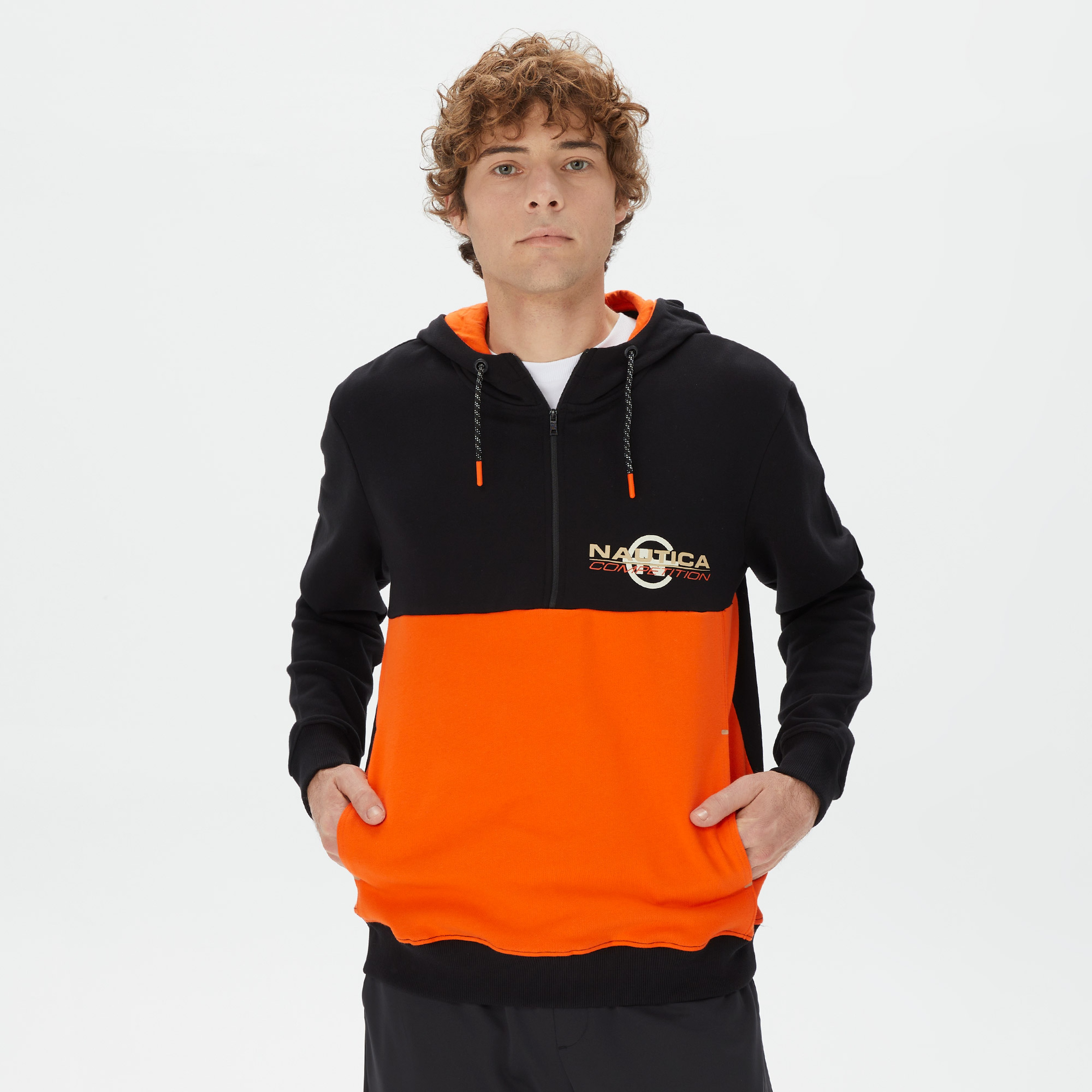 Nautica Erkek Siyah Standart Fit Kapüşonlu Sweatshirt