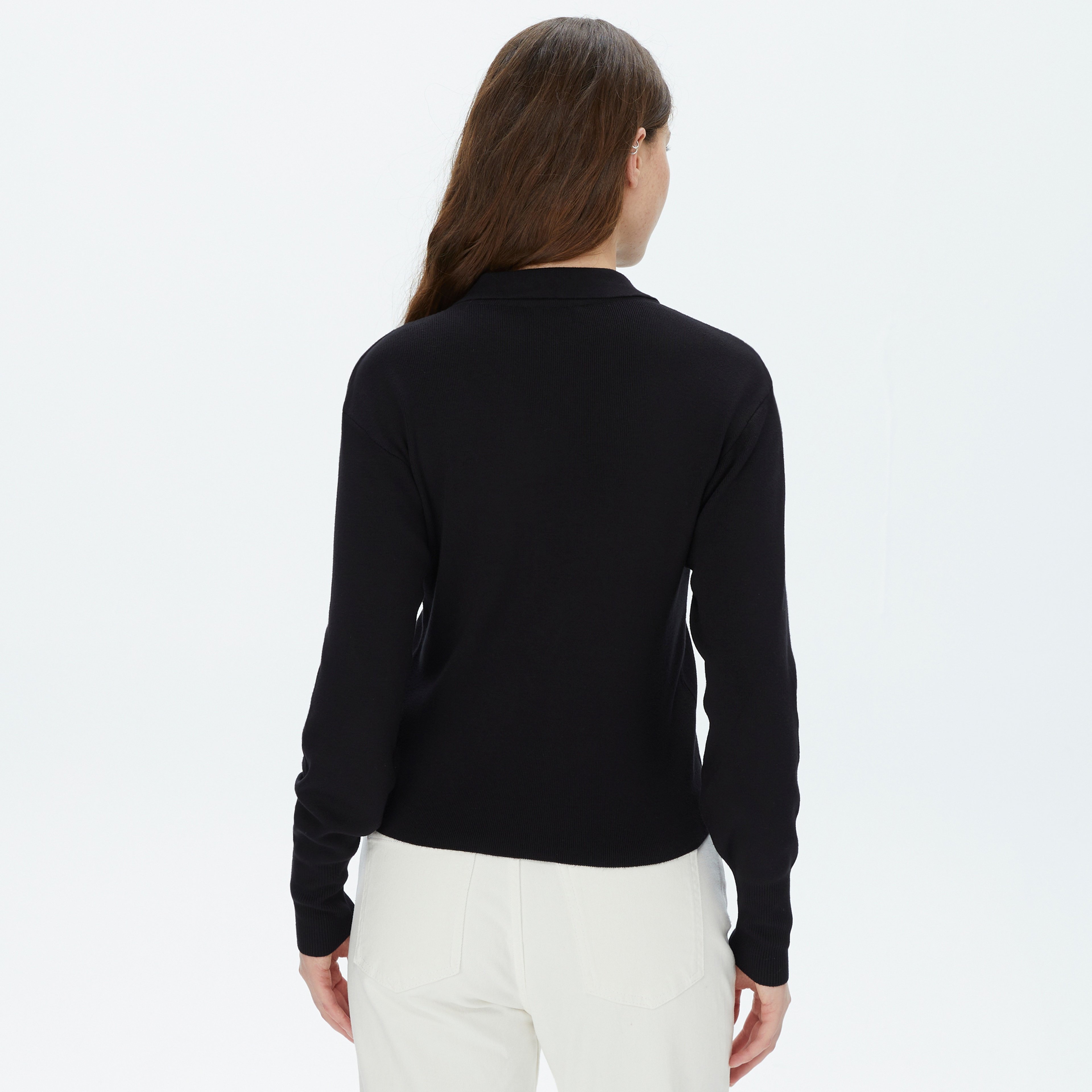 Nautica Kadın Siyah Polo Yaka Triko